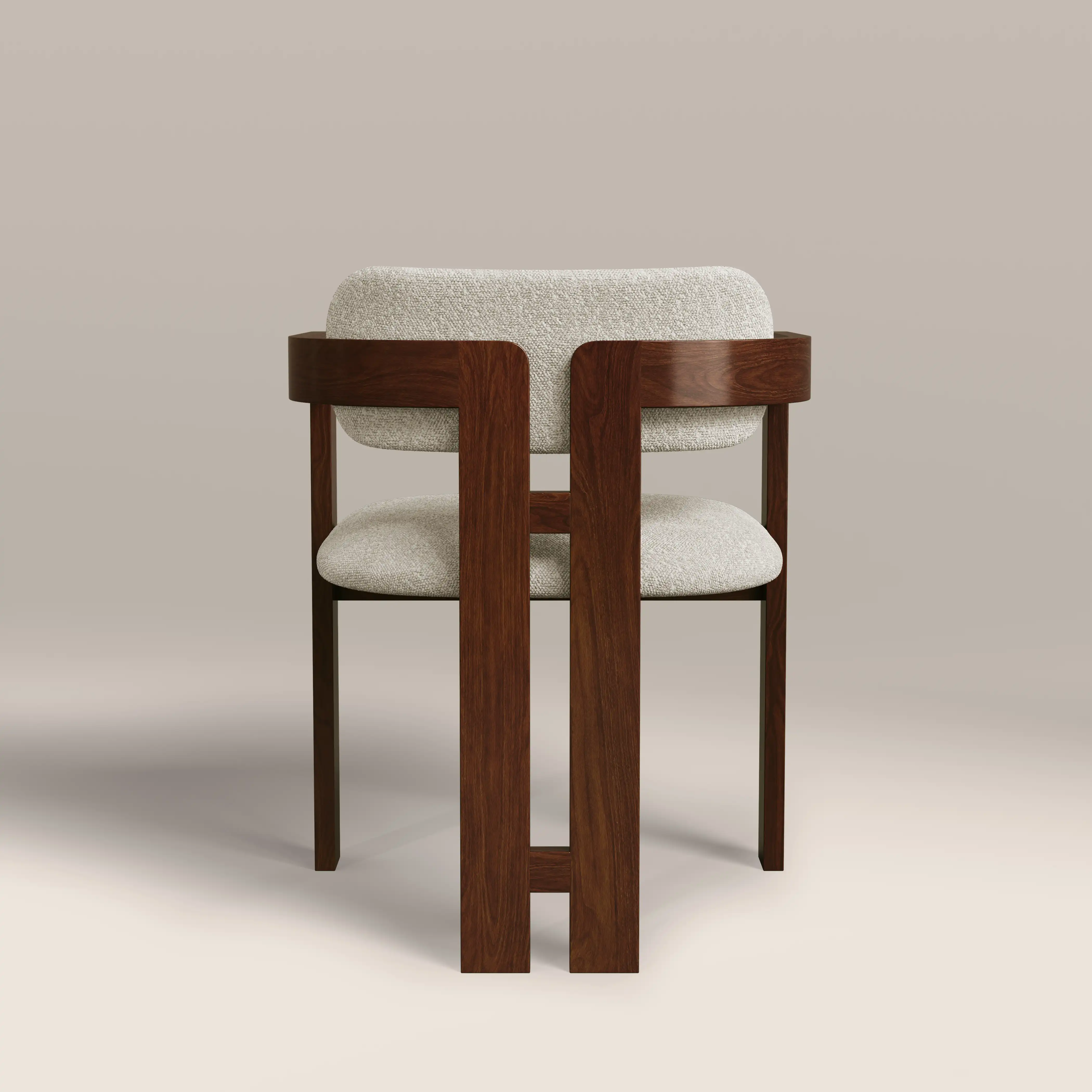 Hallie Wooden Carver Dining Chair | Speckled Stone Sustainable Boucle & Walnut - Image 7