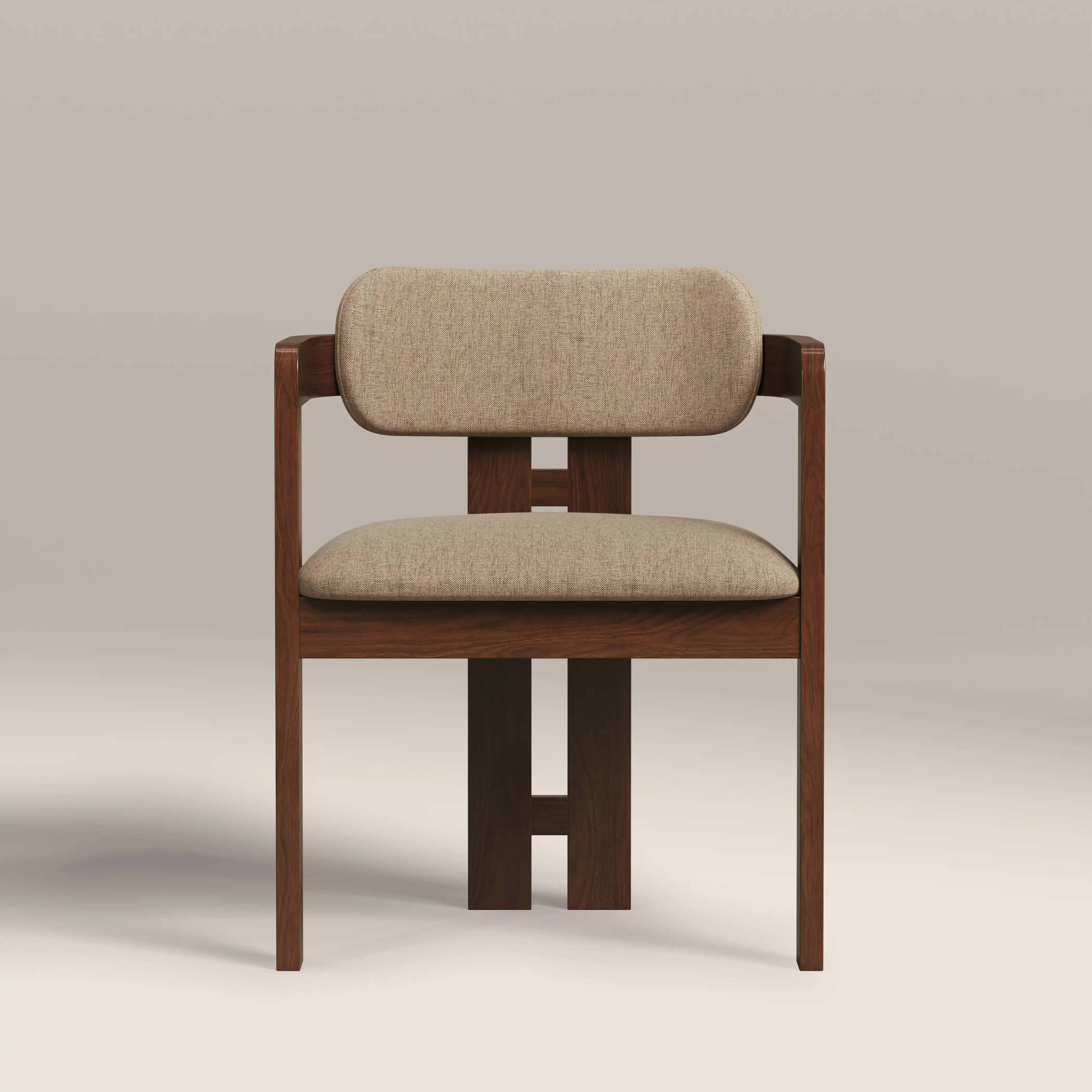 Hallie Wooden Carver Dining Chair | Latte Sustainable Fabric & Walnut - Image 2