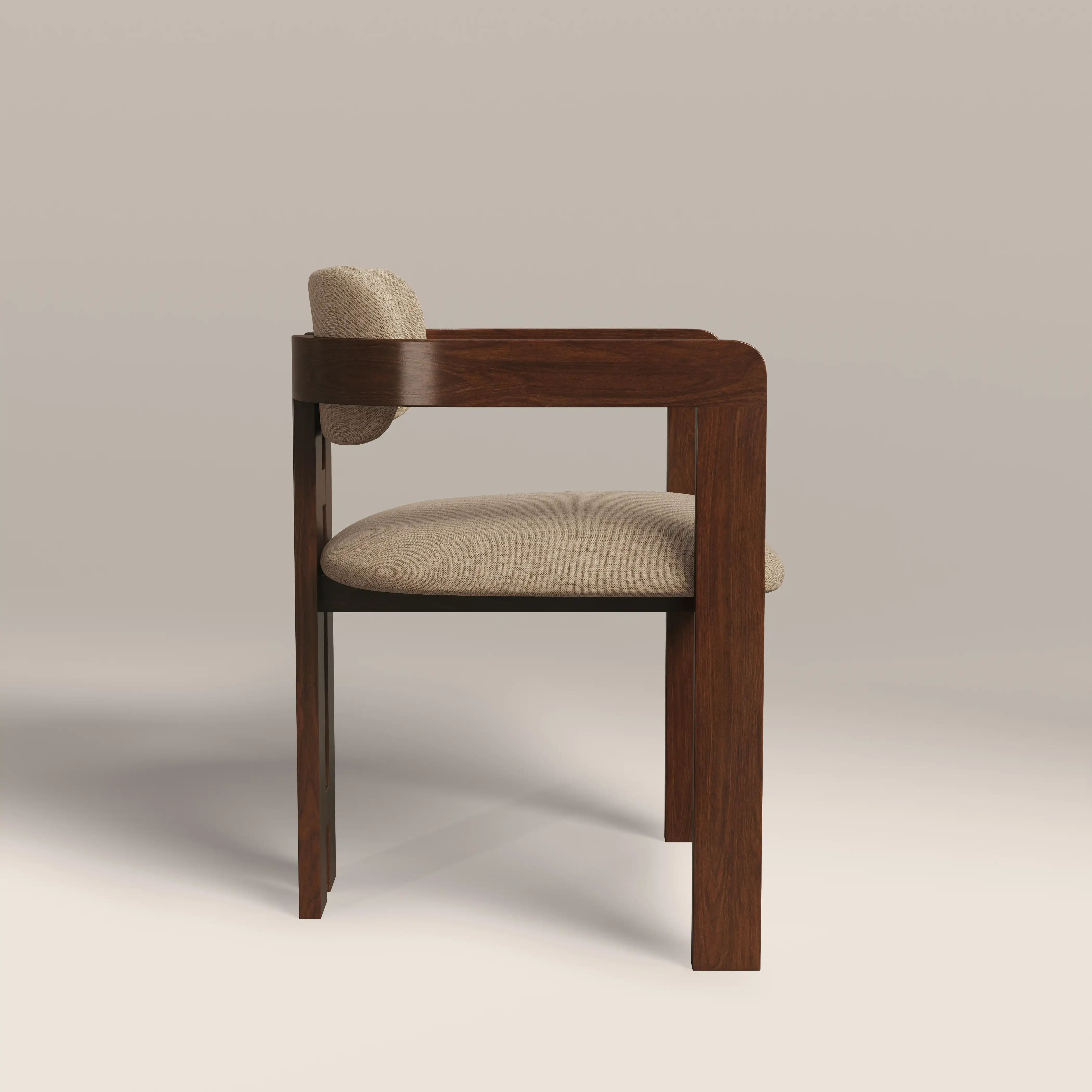 Hallie Wooden Carver Dining Chair | Latte Sustainable Fabric & Walnut - Image 4