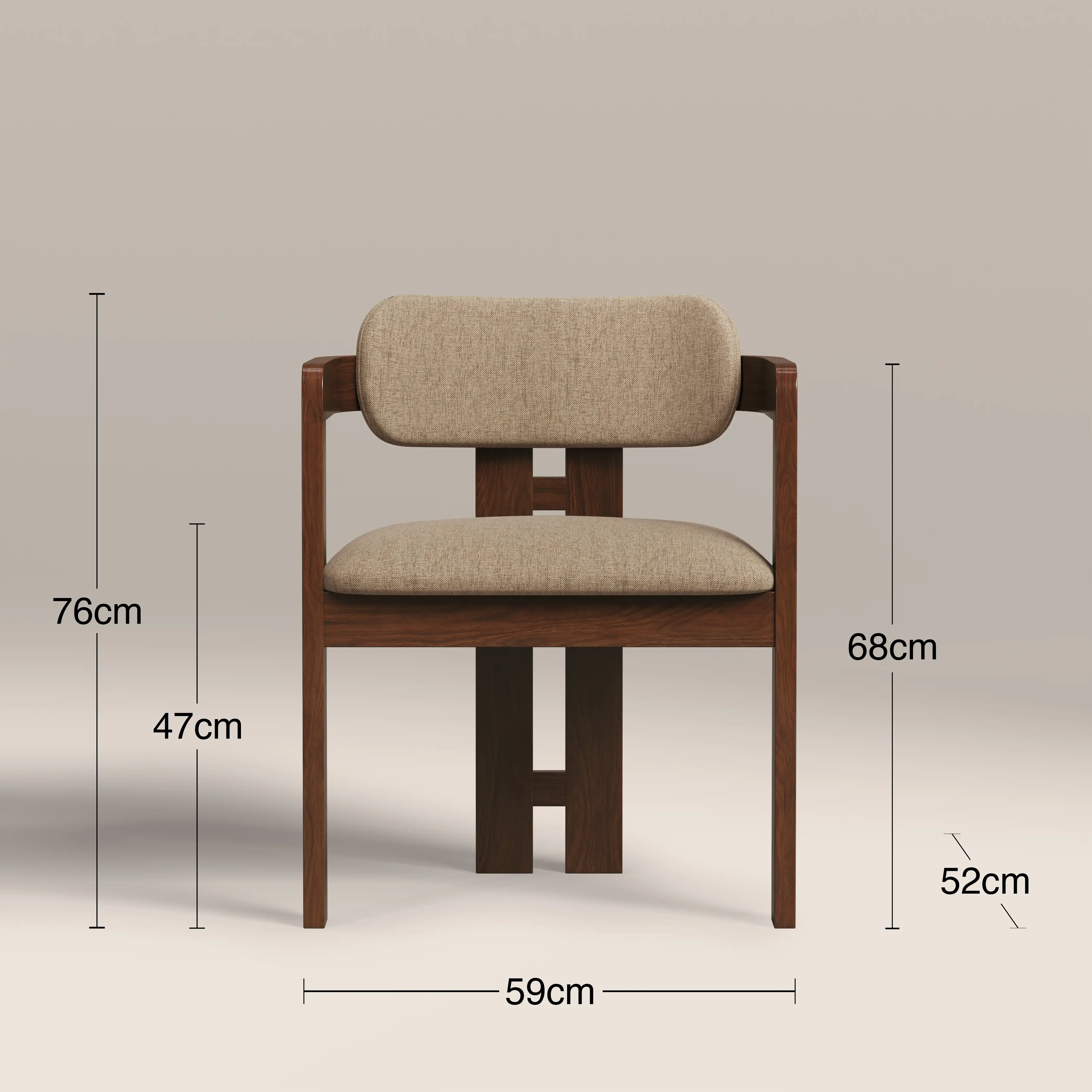 Hallie Wooden Carver Dining Chair | Latte Sustainable Fabric & Walnut - Image 7