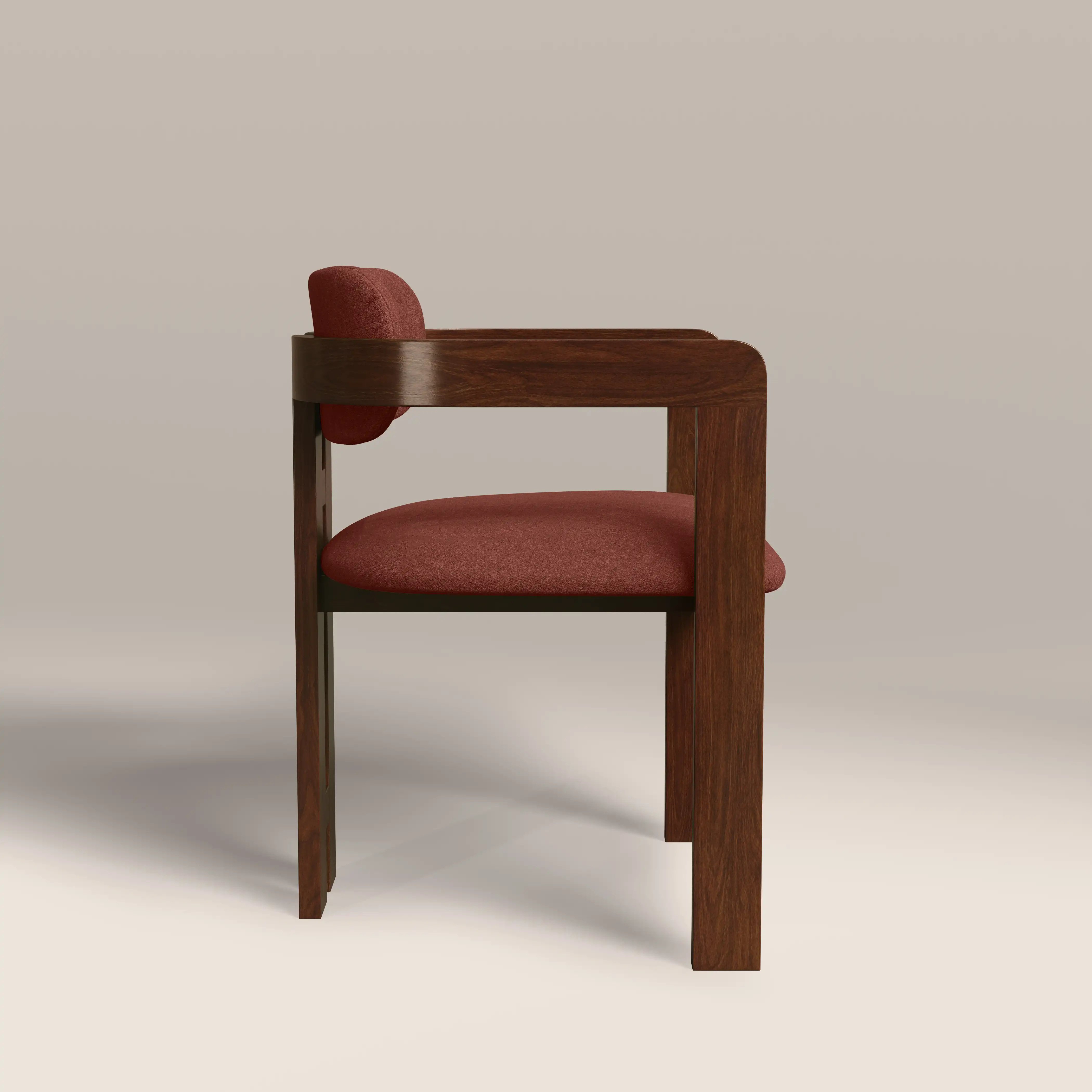 Hallie Wooden Carver Dining Chair | Rust Red Sustainable Velvet & Walnut - Image 5