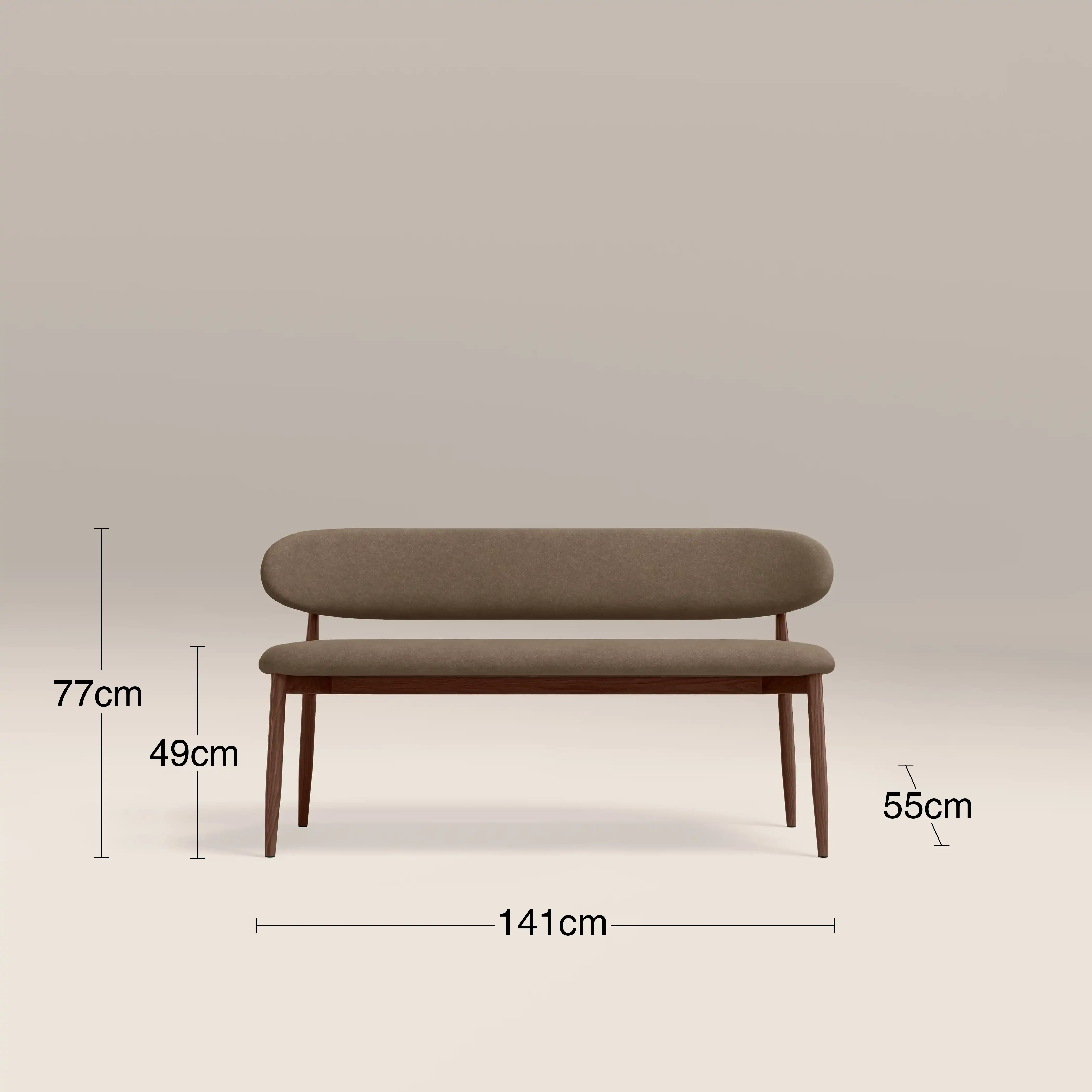 Halston 3 Seater Dining Bench | Truffle Brown Sustainable Mohair Velvet & Walnut - Image 7