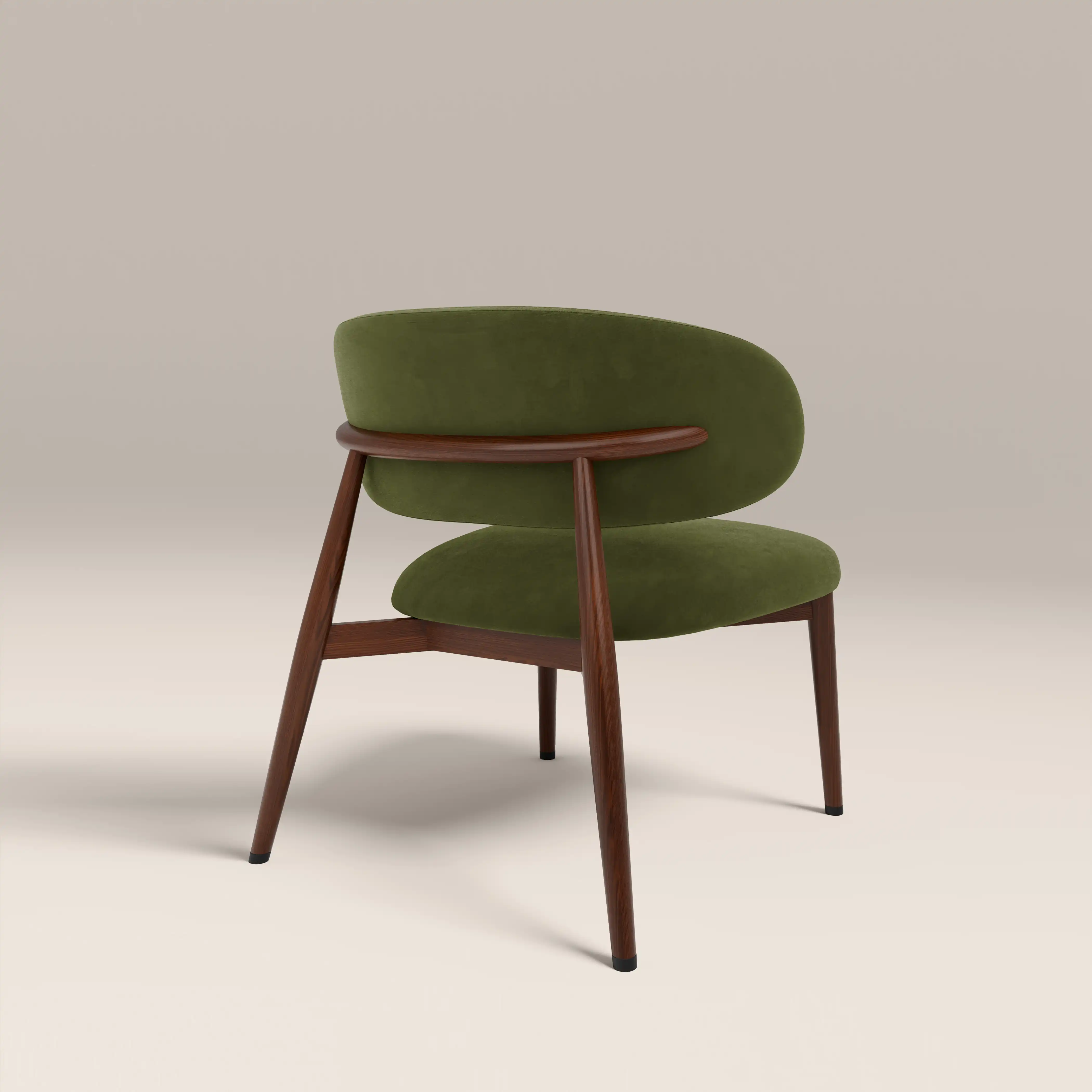 Halston Accent Chair | Olive Green Sustainable Velvet & Walnut - Image 5