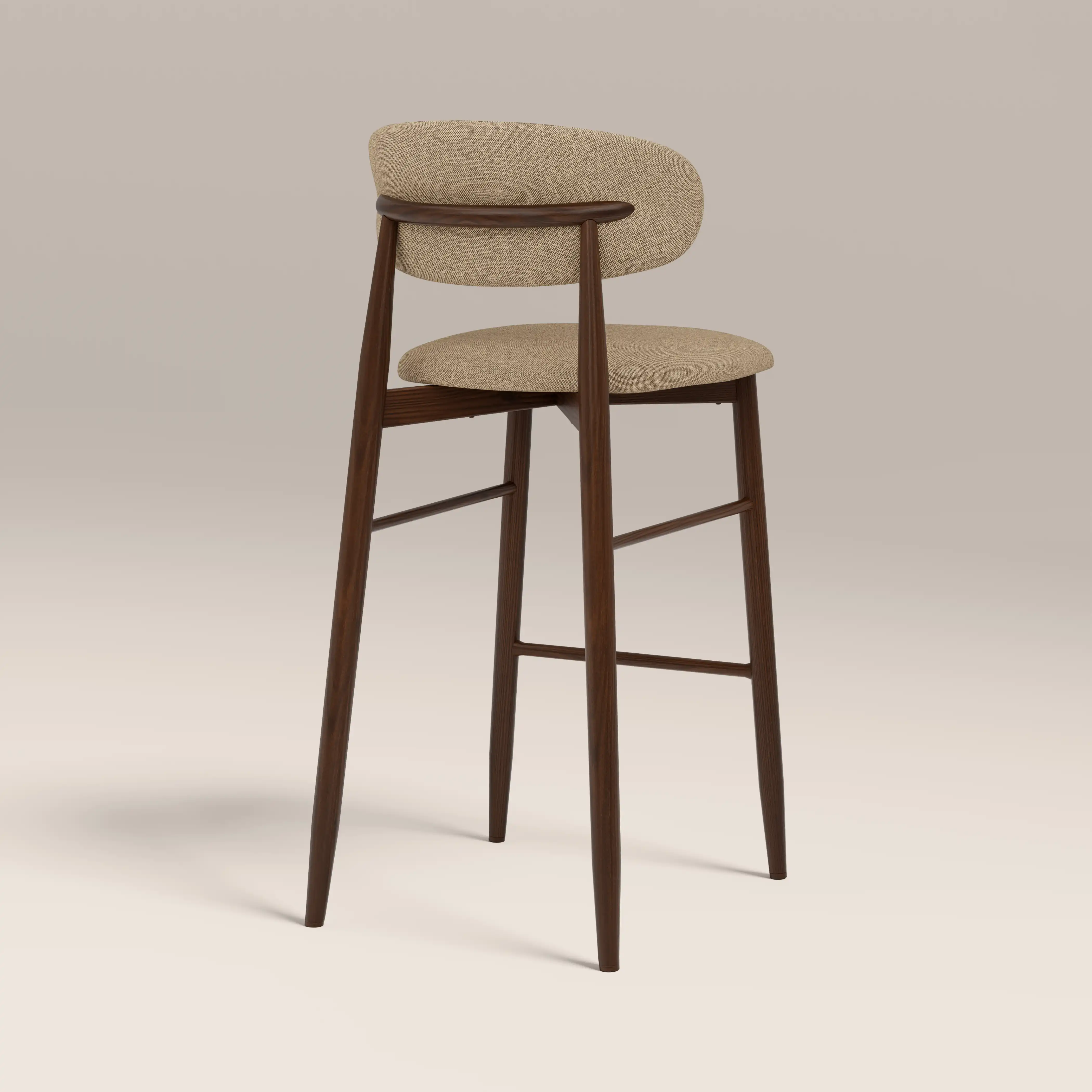 Halston Bar Stool | Latte Sustainable Fabric & Walnut - Image 5