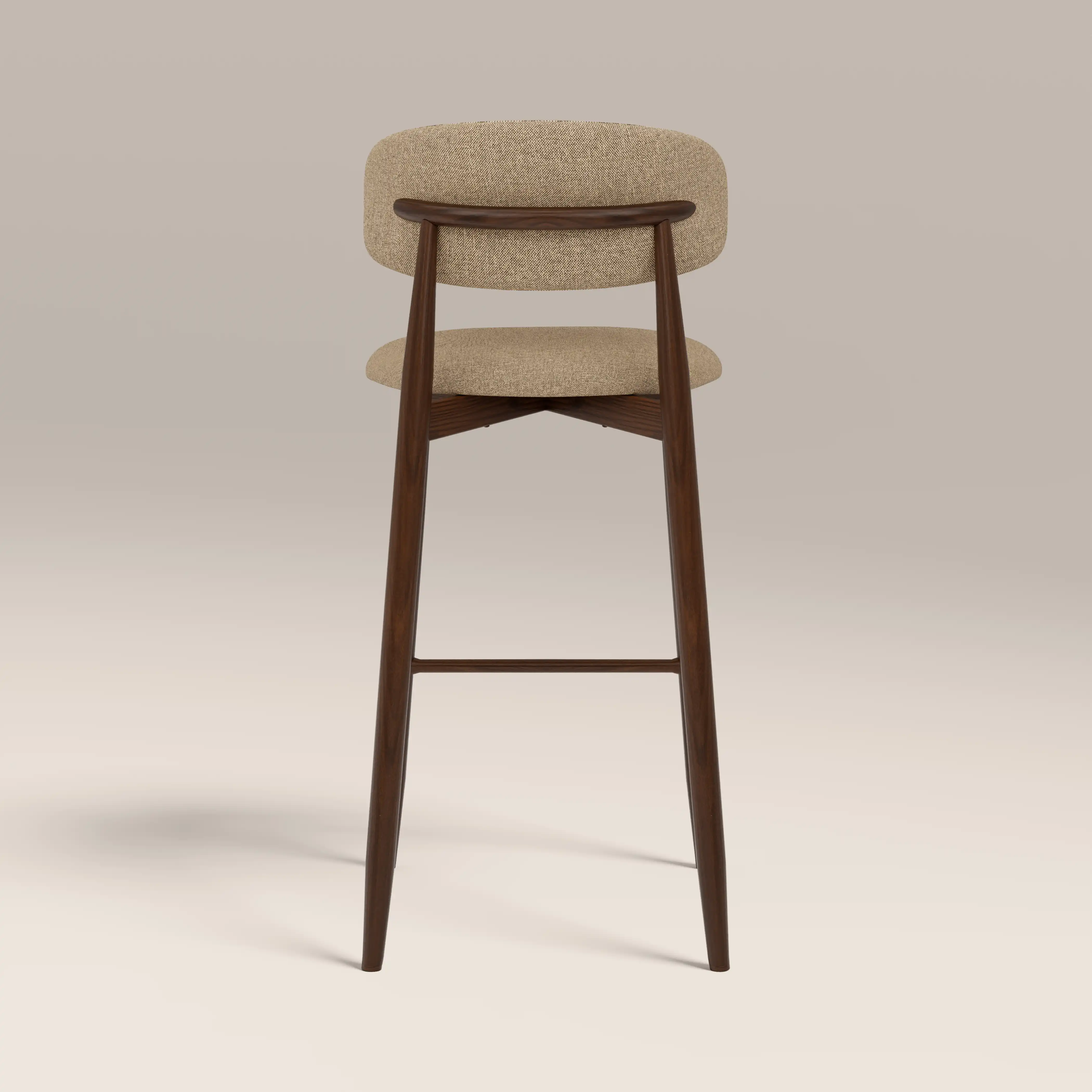 Halston Bar Stool | Latte Sustainable Fabric & Walnut - Image 6
