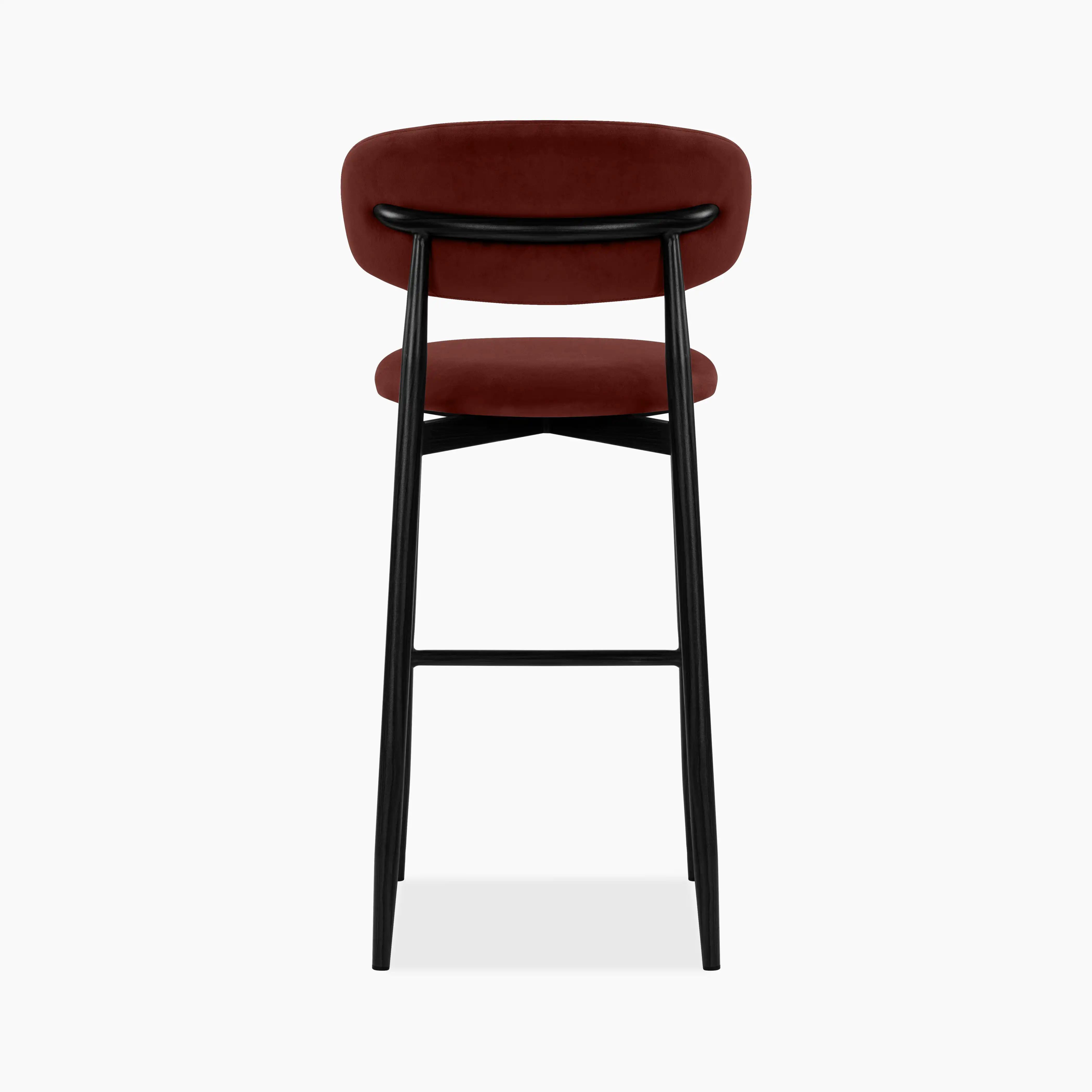 Halston Bar Stool | Rust Red Sustainable Velvet & Black - Image 6