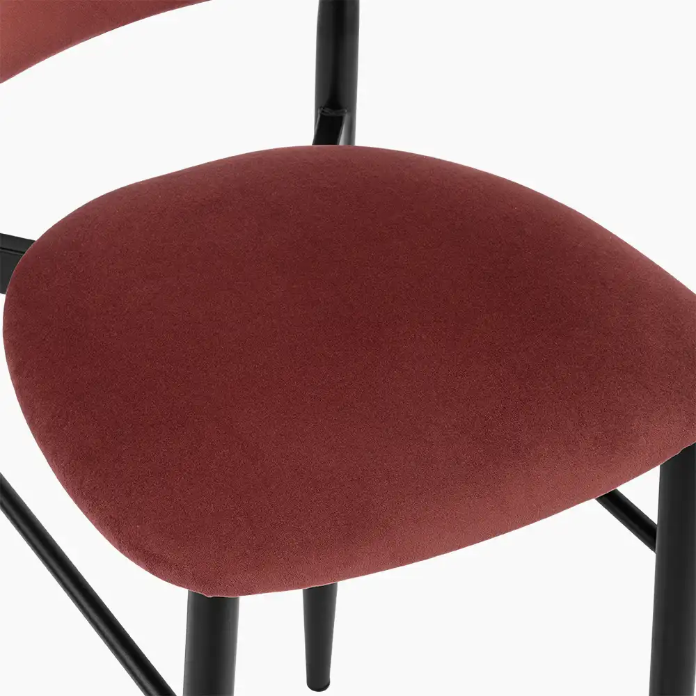 Halston Bar Stool | Rust Red Sustainable Velvet & Black - Image 9