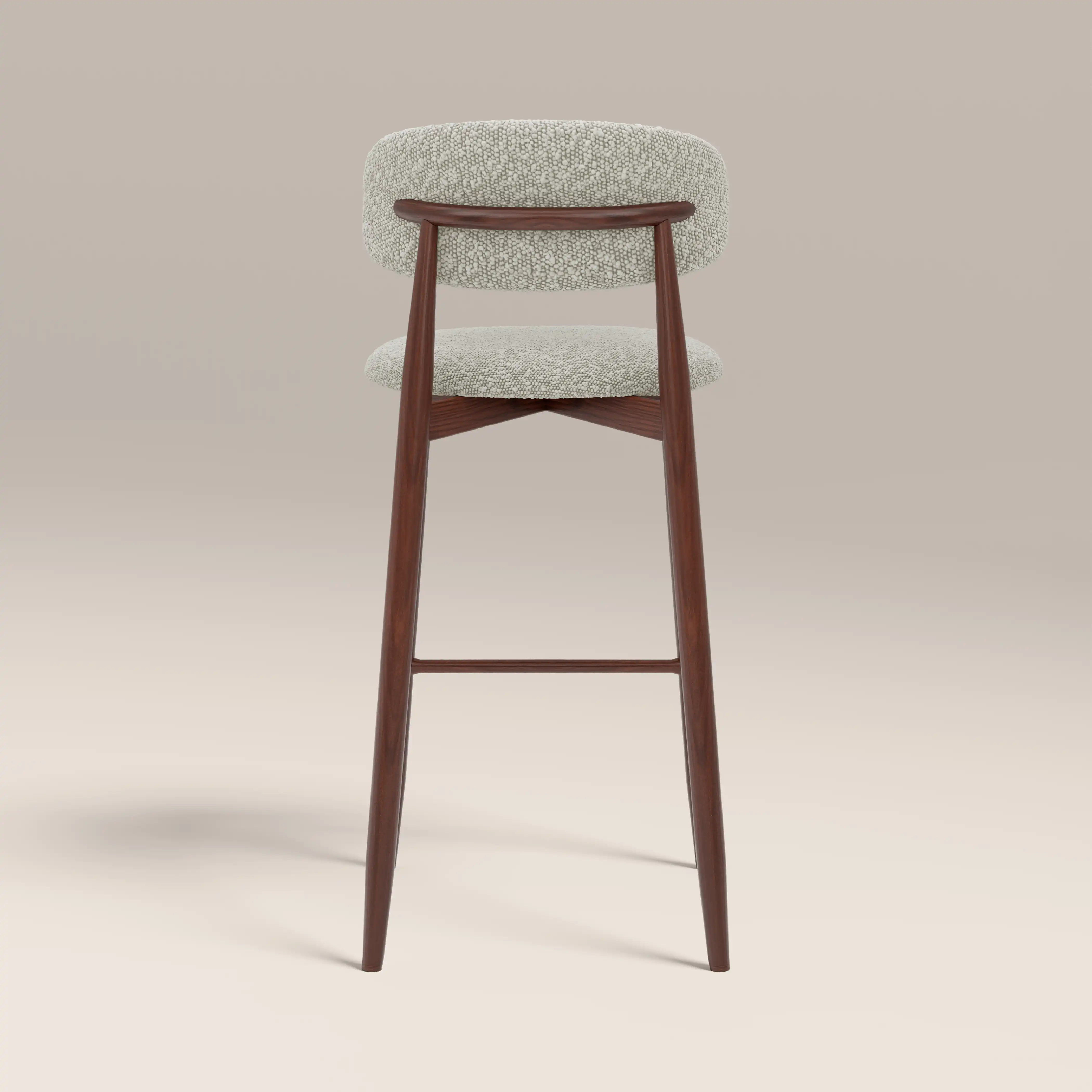 Halston Bar Stool | Speckled Stone Sustainable Boucle & Walnut - Image 6