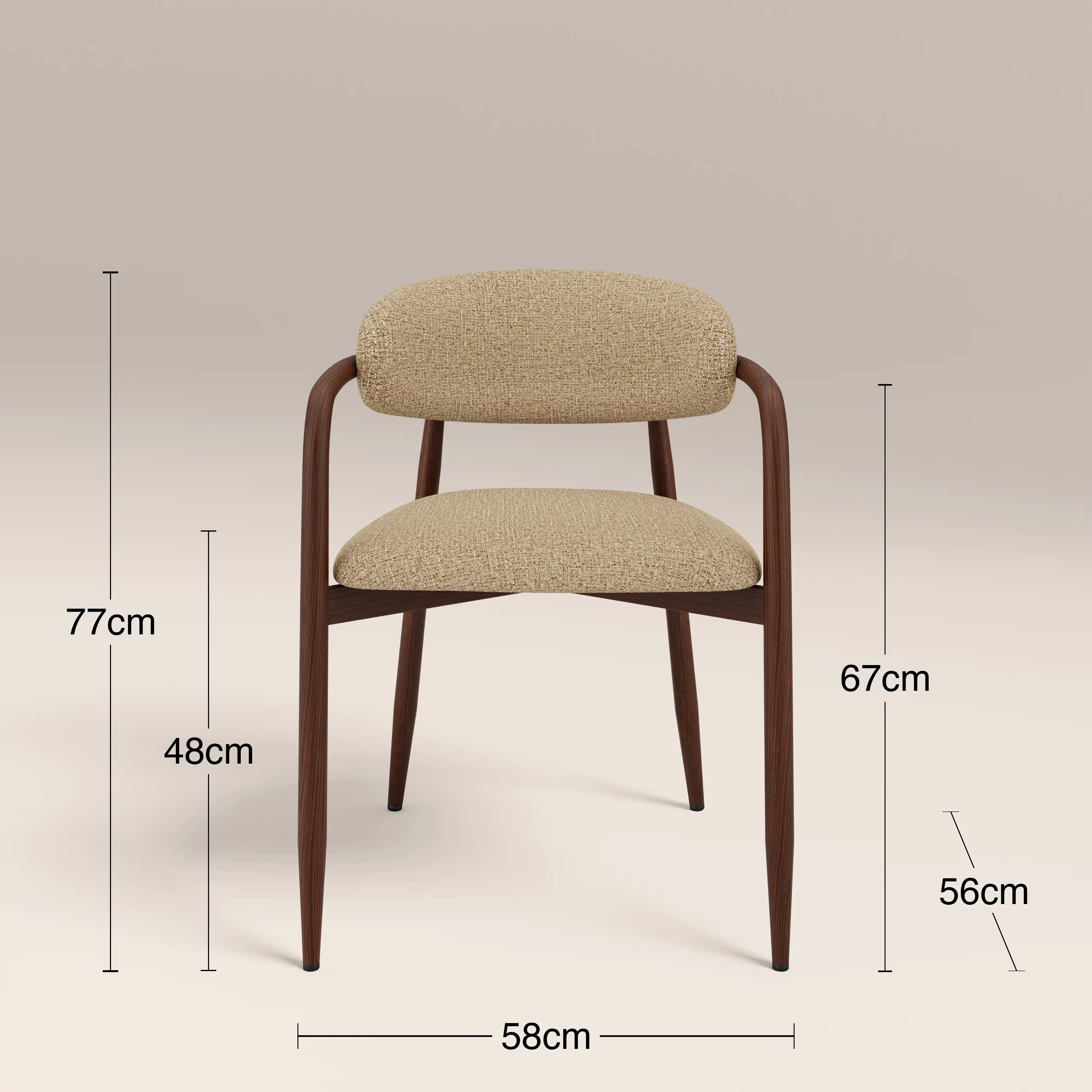 Halston Carver Dining Chair | Speckled Latte Boucle & Walnut - Image 8