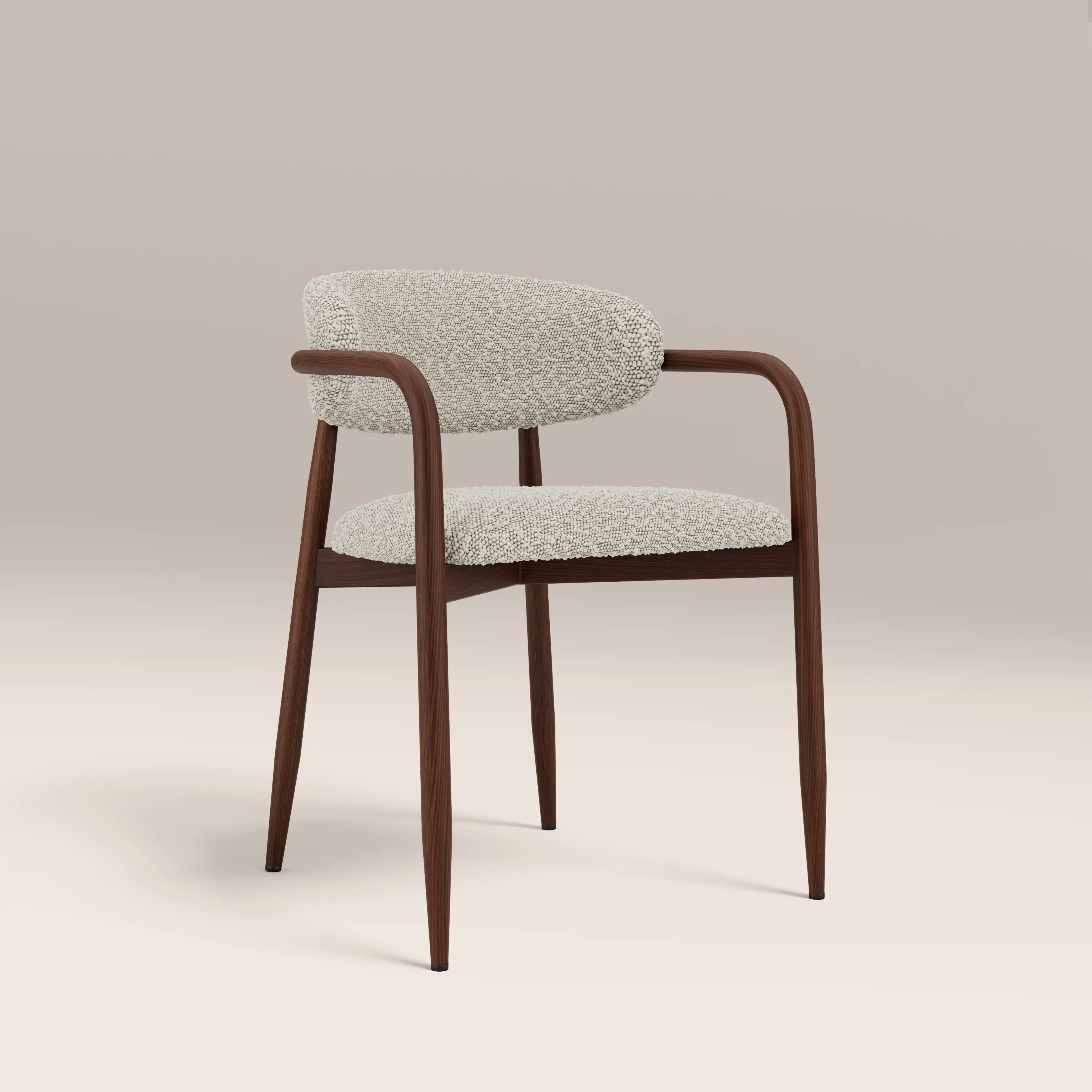 Halston Carver Dining Chair | Speckled Stone Sustainable Boucle & Walnut - Image 2
