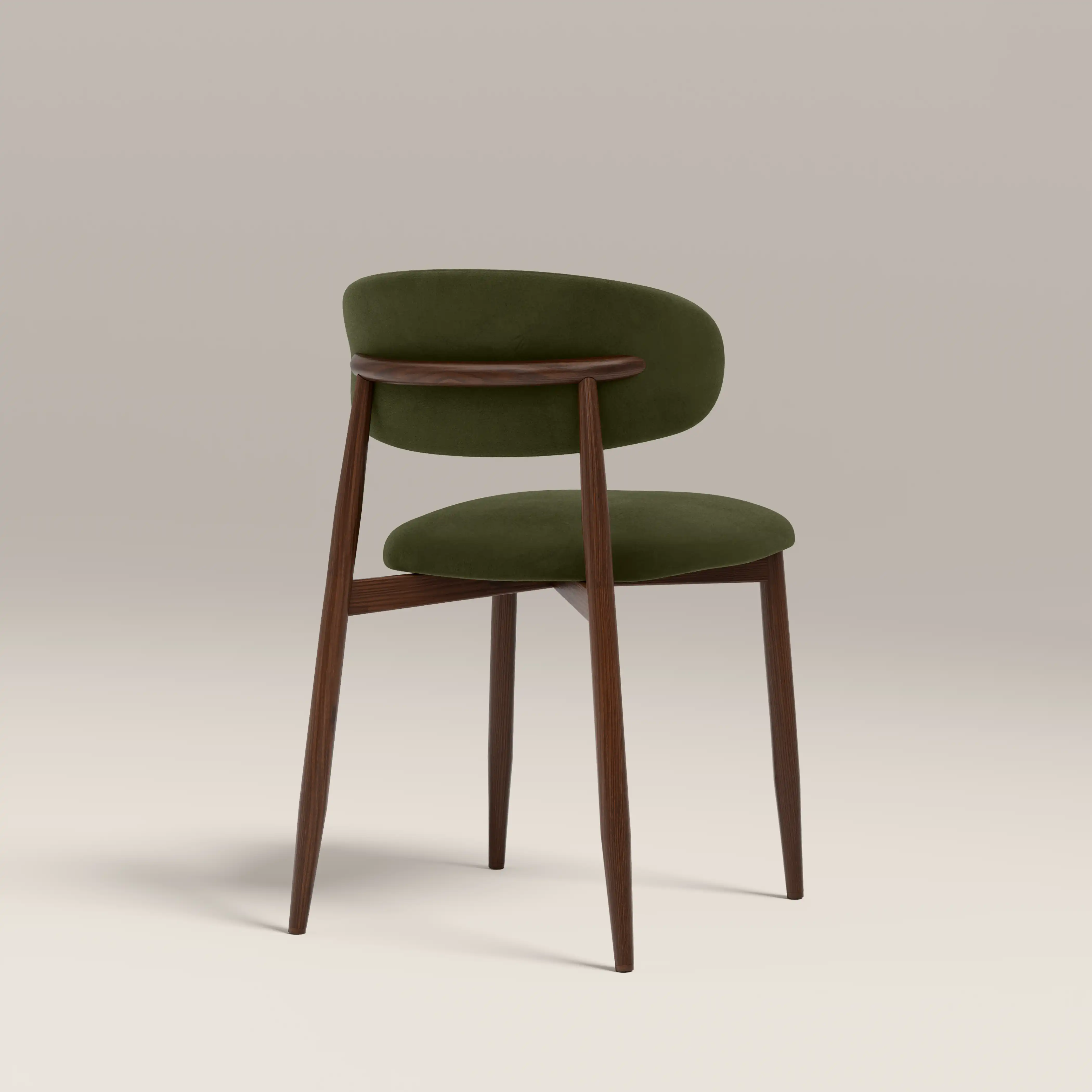 Halston Dining Chair | Olive Green Sustainable Velvet & Walnut - Image 6