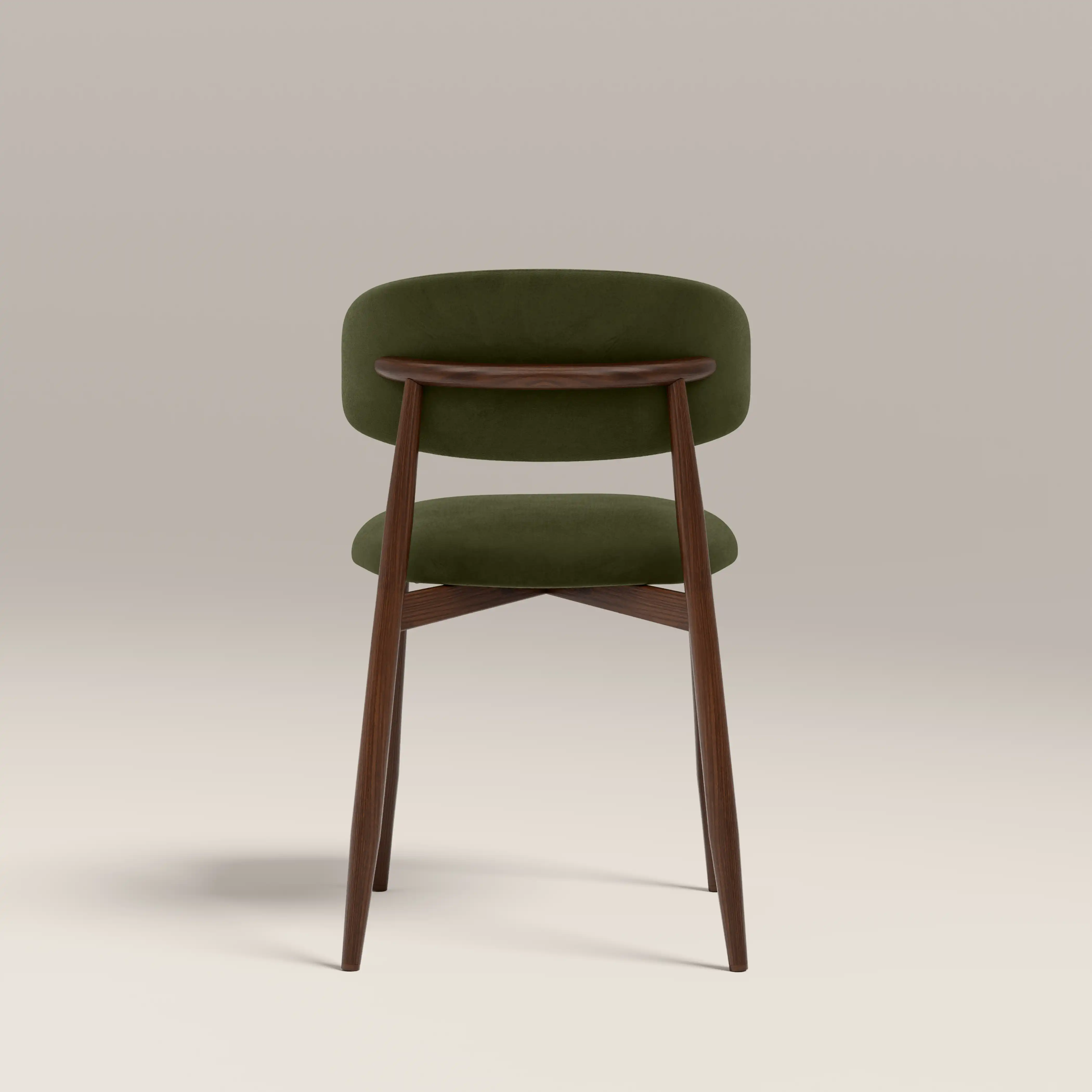 Halston Dining Chair | Olive Green Sustainable Velvet & Walnut - Image 7