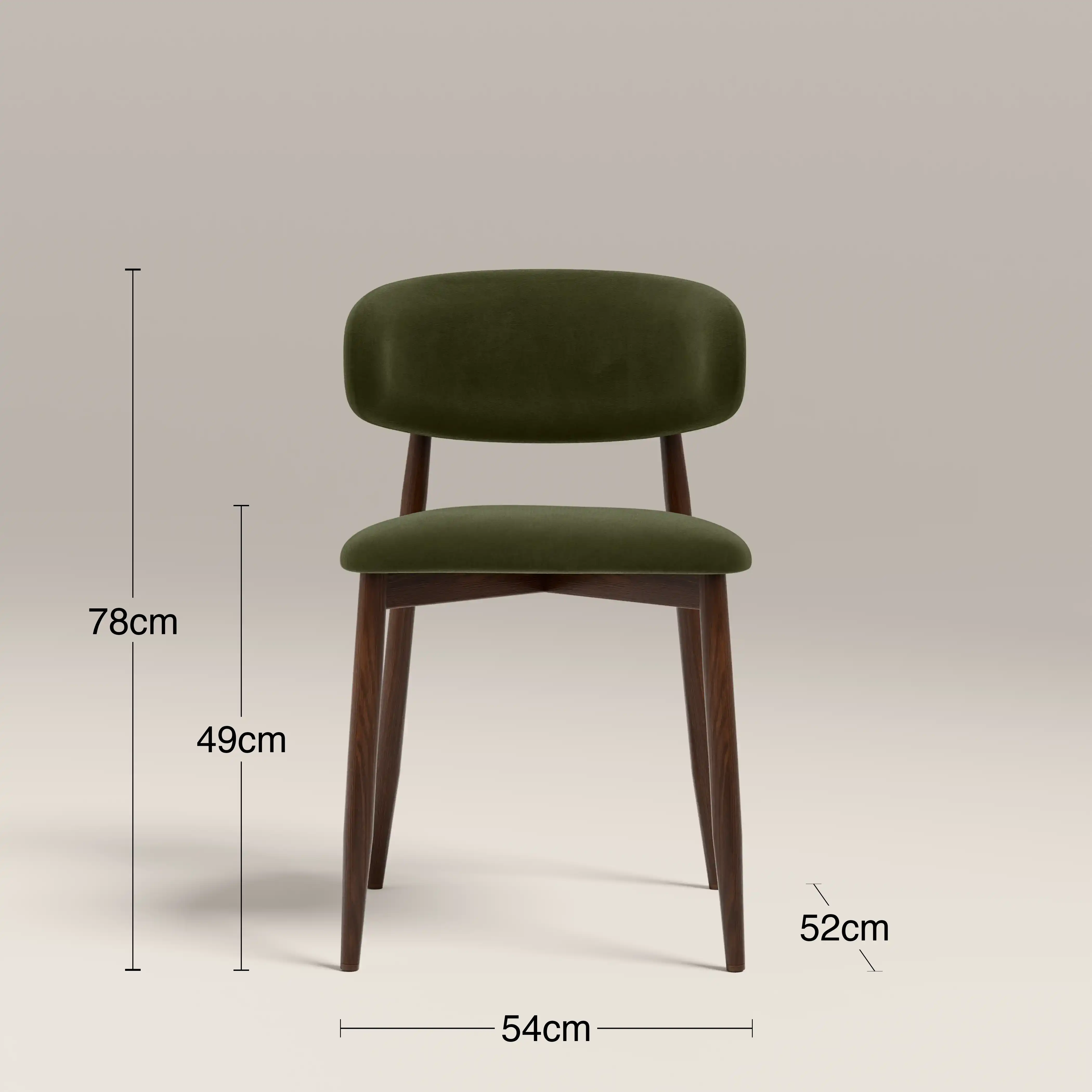 Halston Dining Chair | Olive Green Sustainable Velvet & Walnut - Image 8