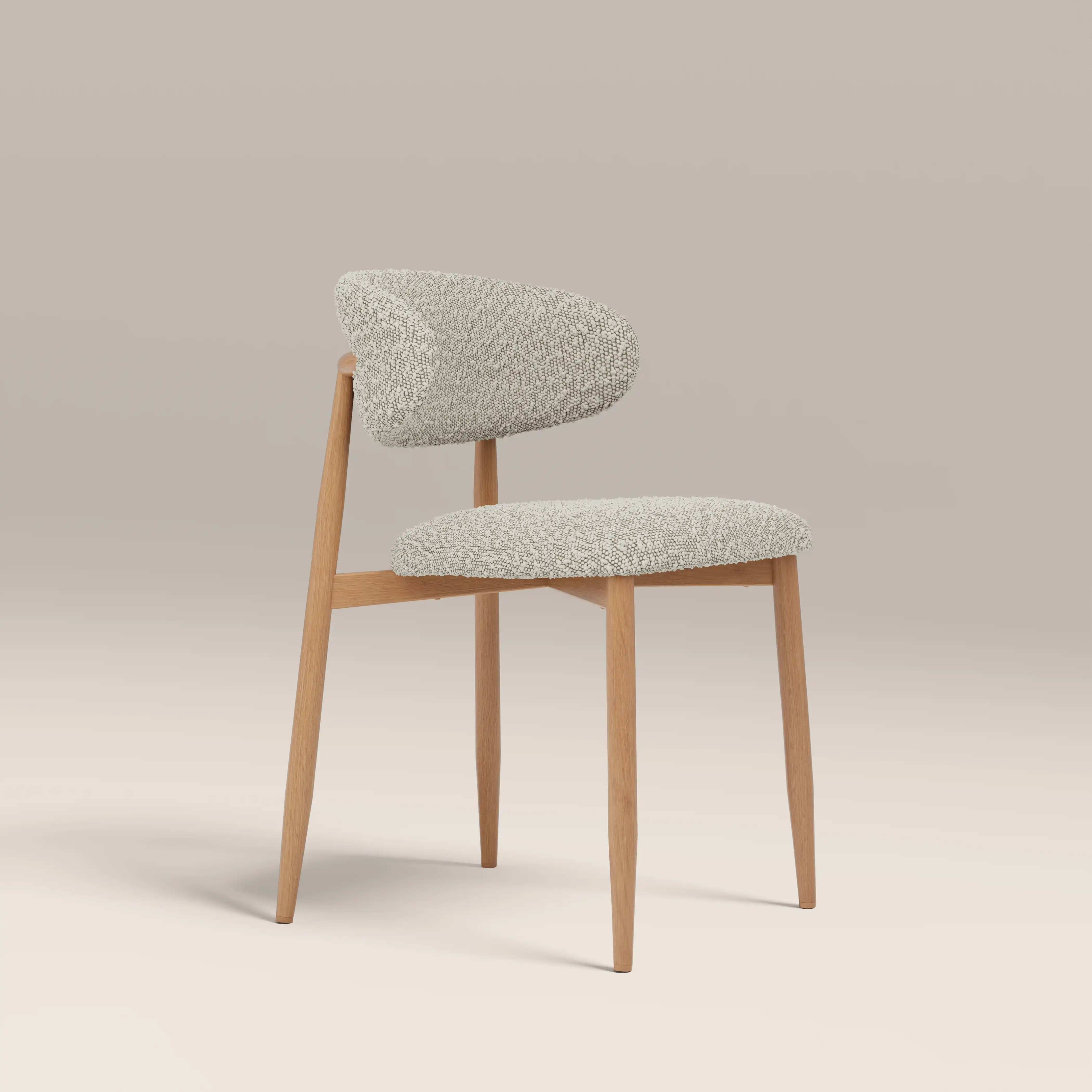 Halston Dining Chair | Speckled Stone Sustainable Boucle & Oak - Image 4