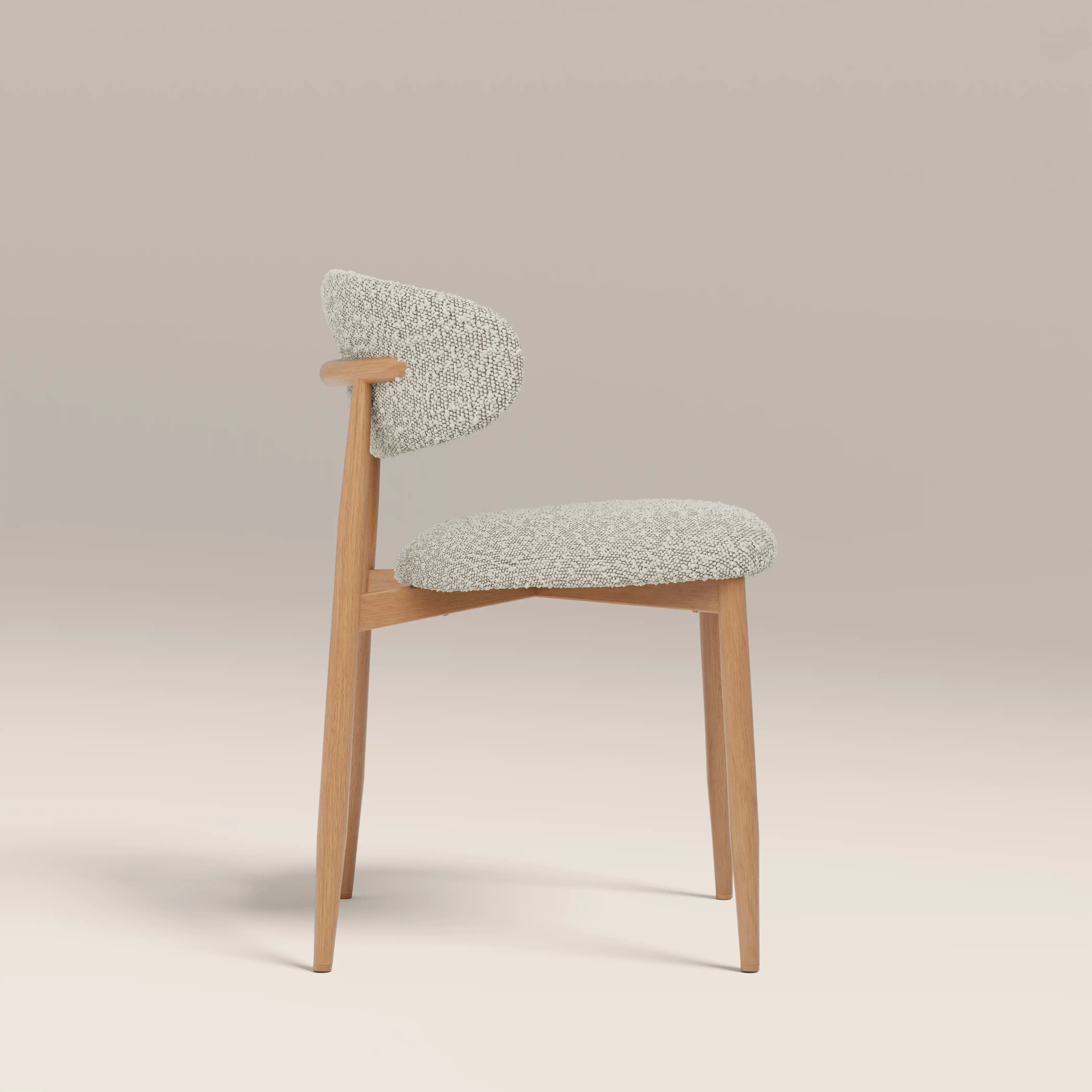 Halston Dining Chair | Speckled Stone Sustainable Boucle & Oak - Image 5