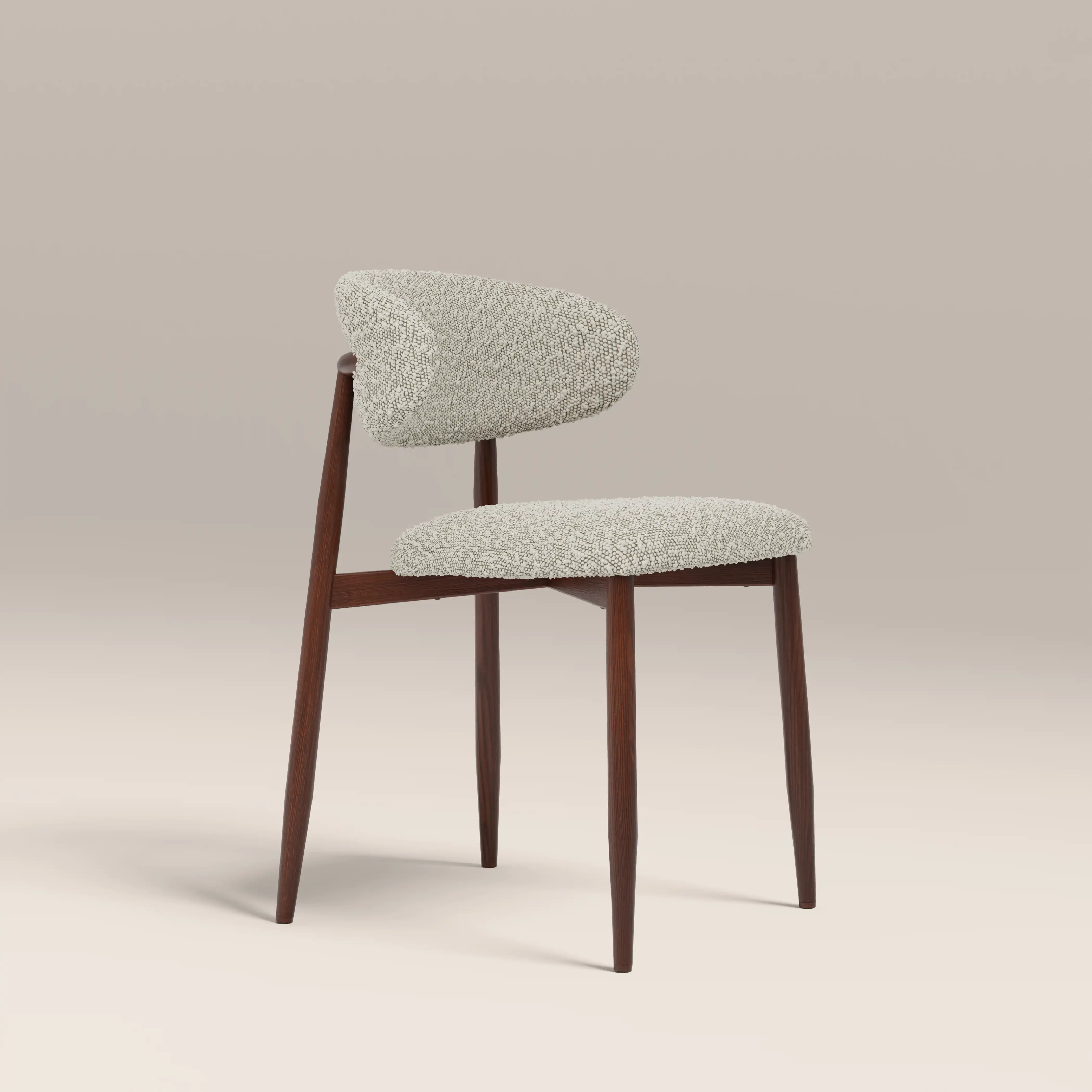 Halston Dining Chair | Speckled Stone Sustainable Boucle & Walnut - Image 4