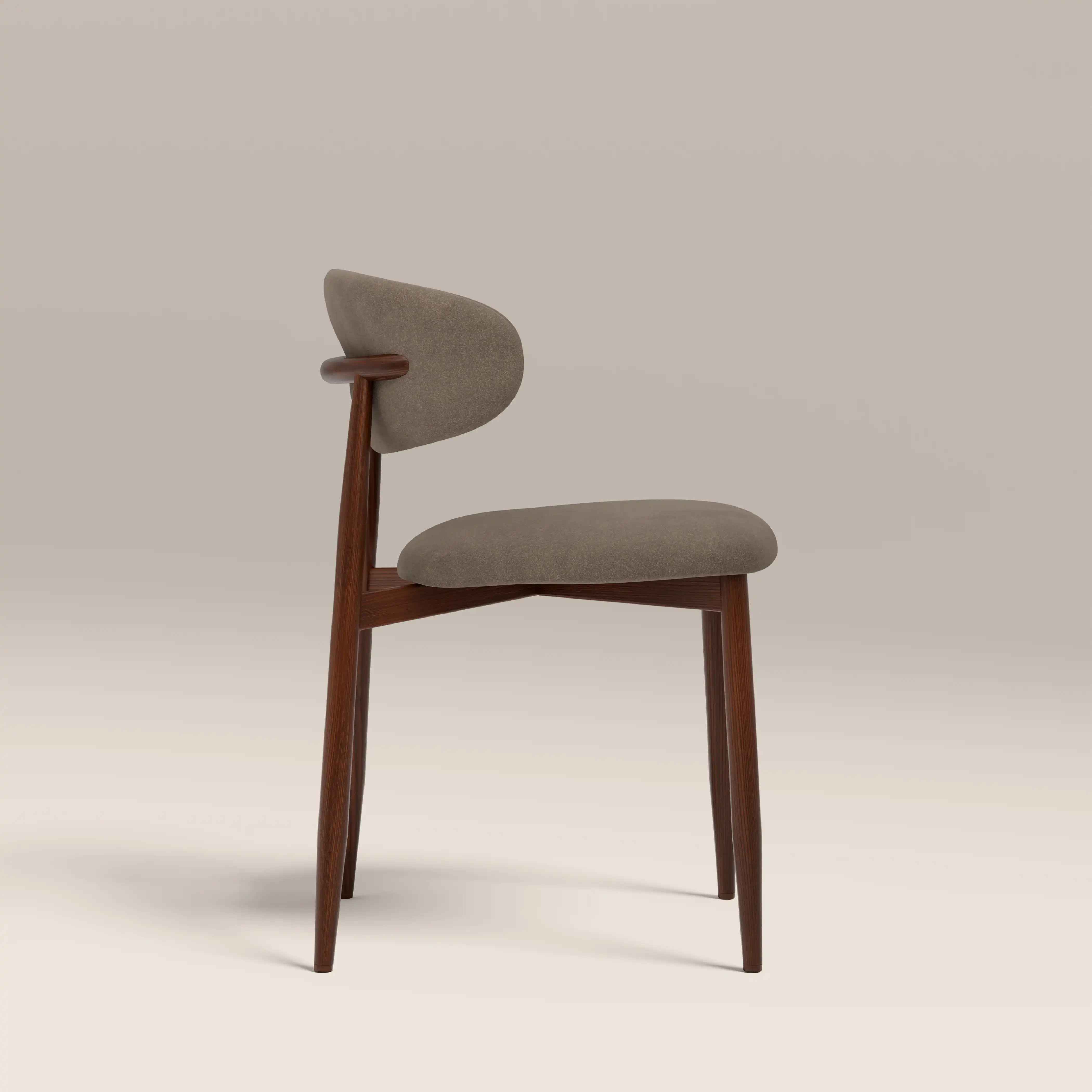 Halston Dining Chair | Truffle Brown Sustainable Mohair Velvet & Walnut - Image 4