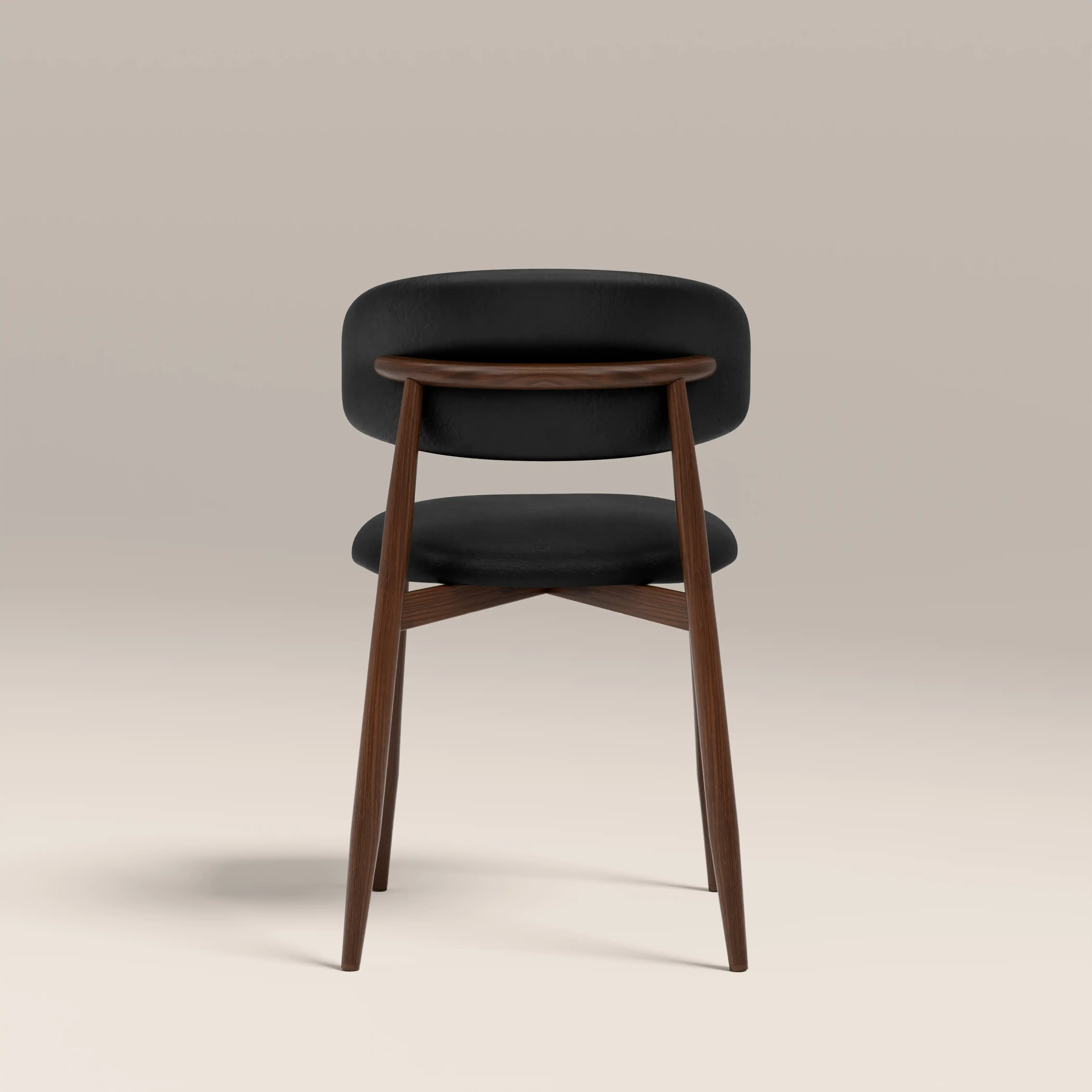 Halston Dining Chair | Vintage Black Faux Leather & Walnut - Image 7