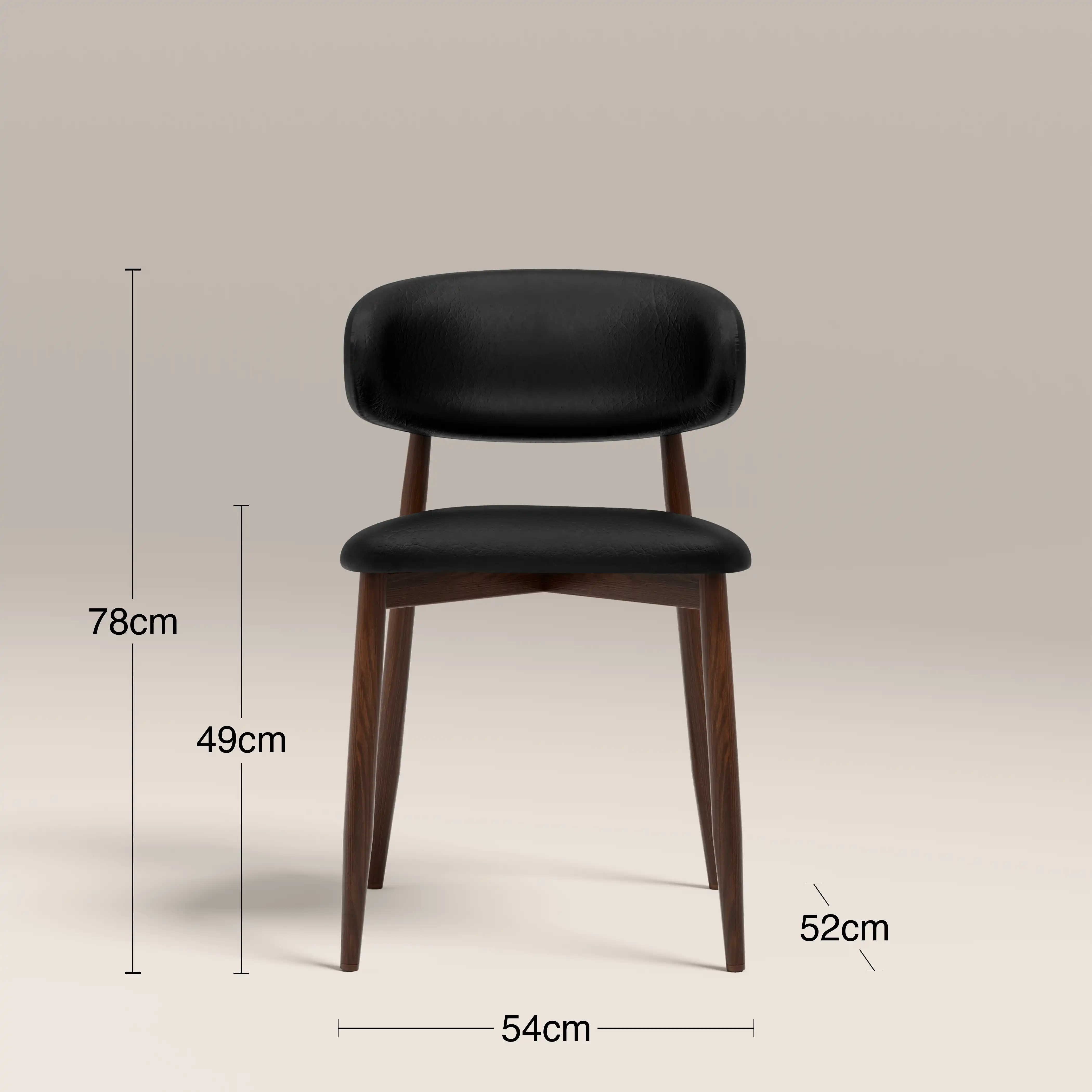 Halston Dining Chair | Vintage Black Faux Leather & Walnut - Image 8