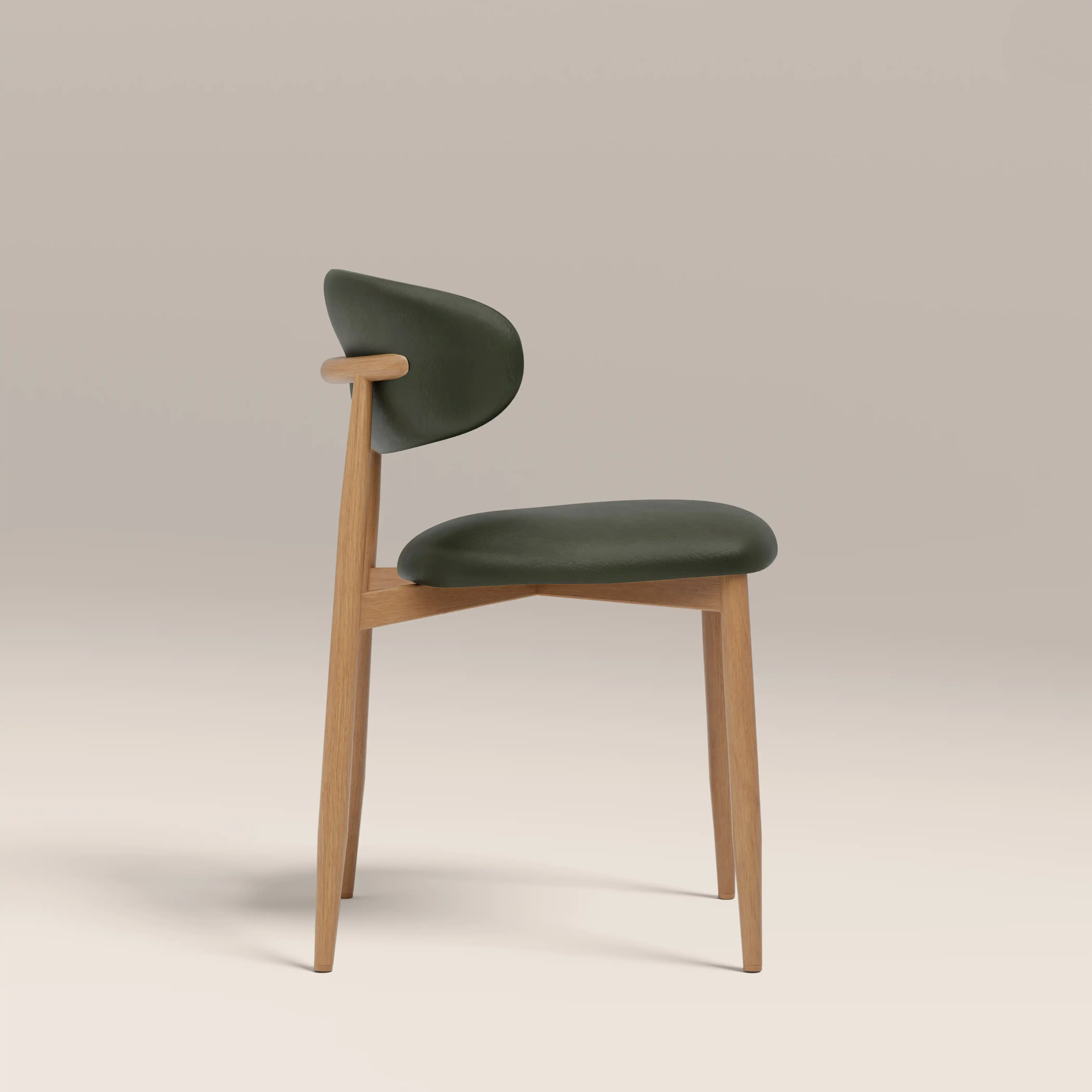 Halston Dining Chair | Vintage Green Faux Leather & Oak - Image 4