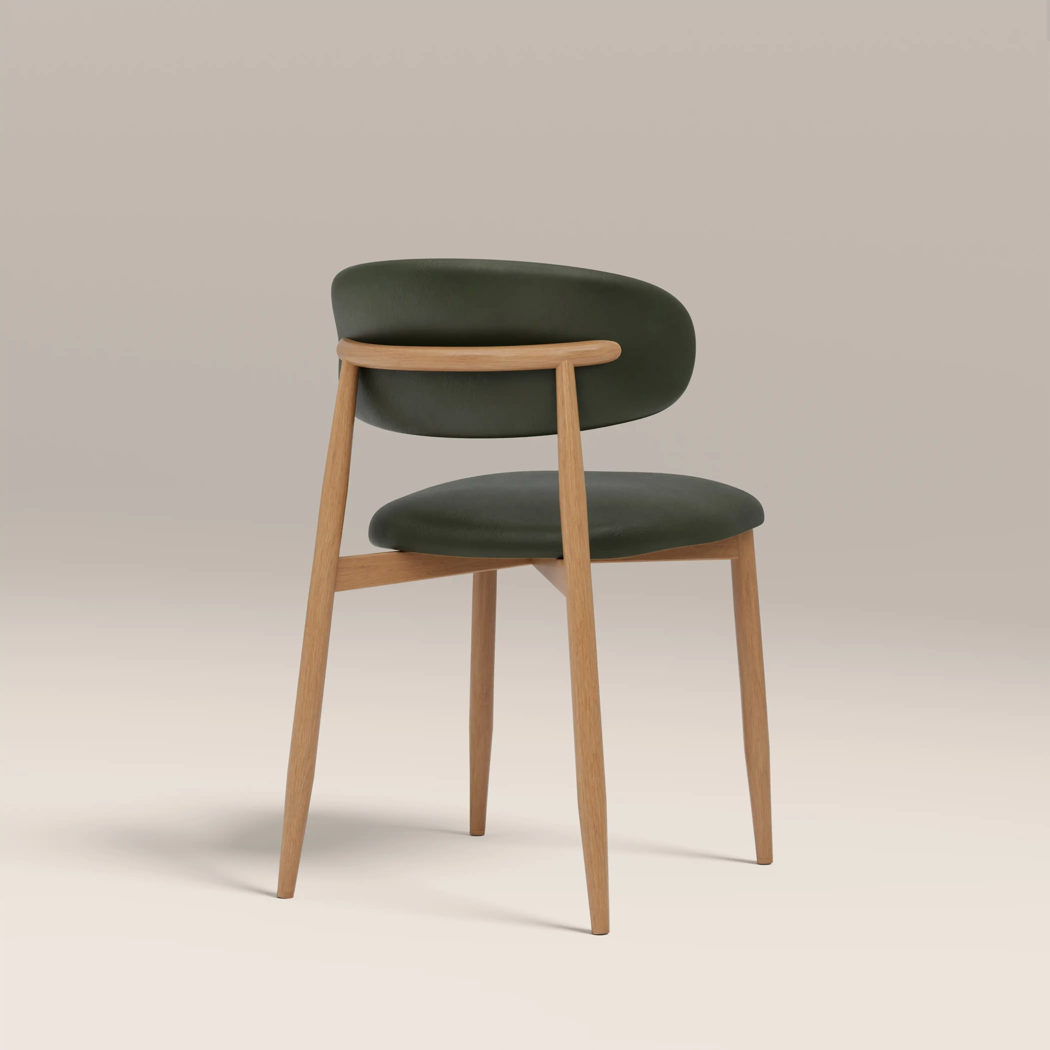 Halston Dining Chair | Vintage Green Faux Leather & Oak - Image 5