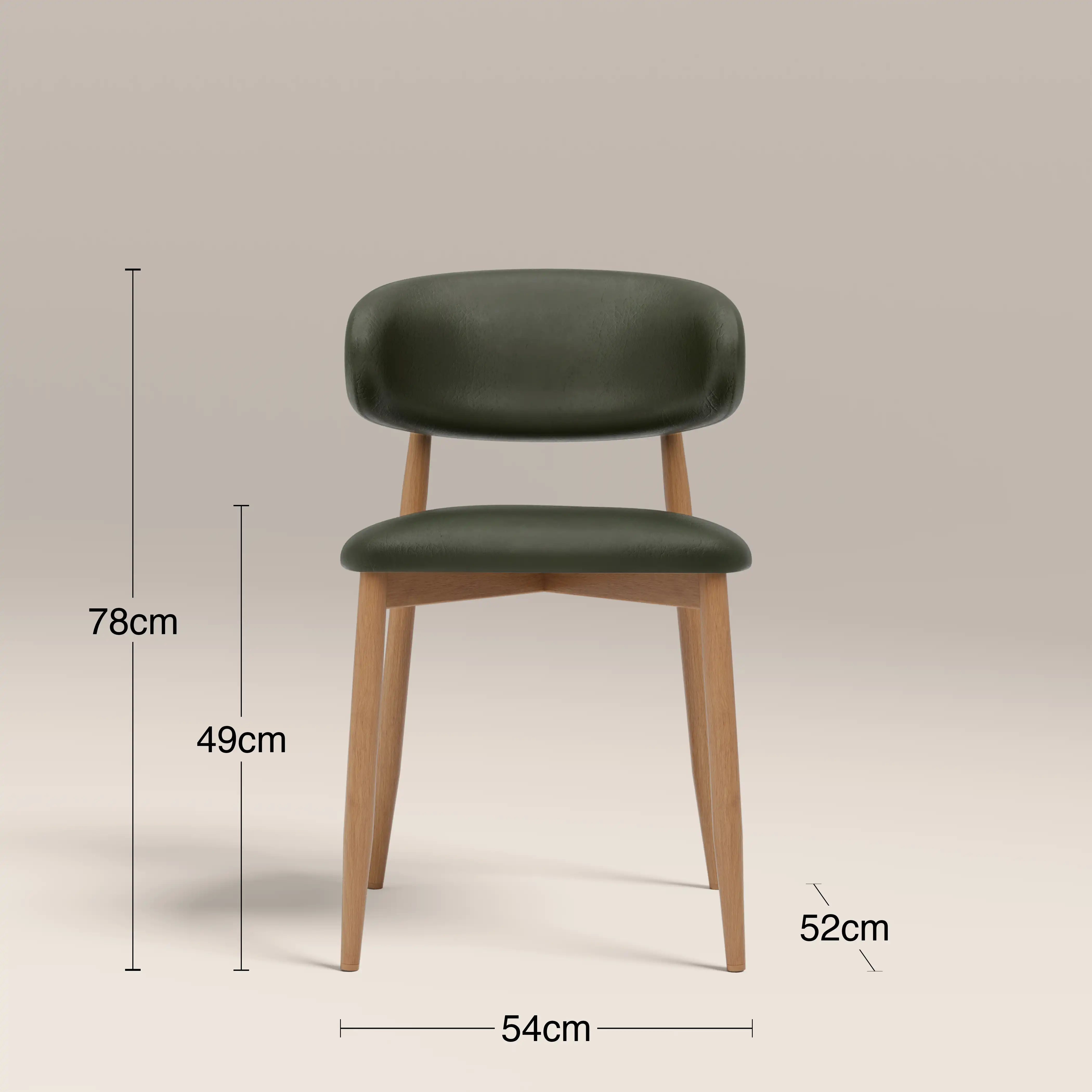 Halston Dining Chair | Vintage Green Faux Leather & Oak - Image 7