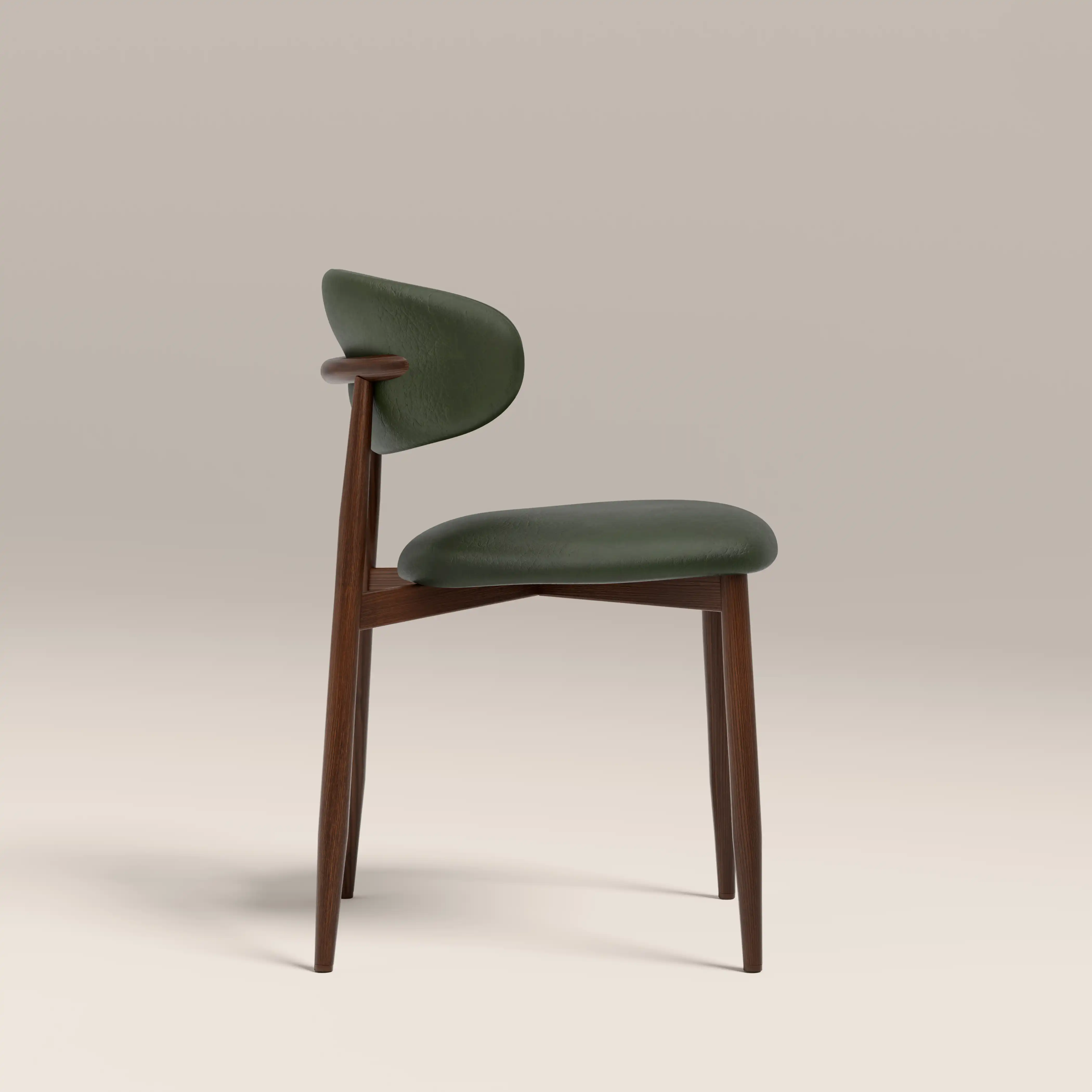 Halston Dining Chair | Vintage Green Faux Leather & Walnut - Image 4