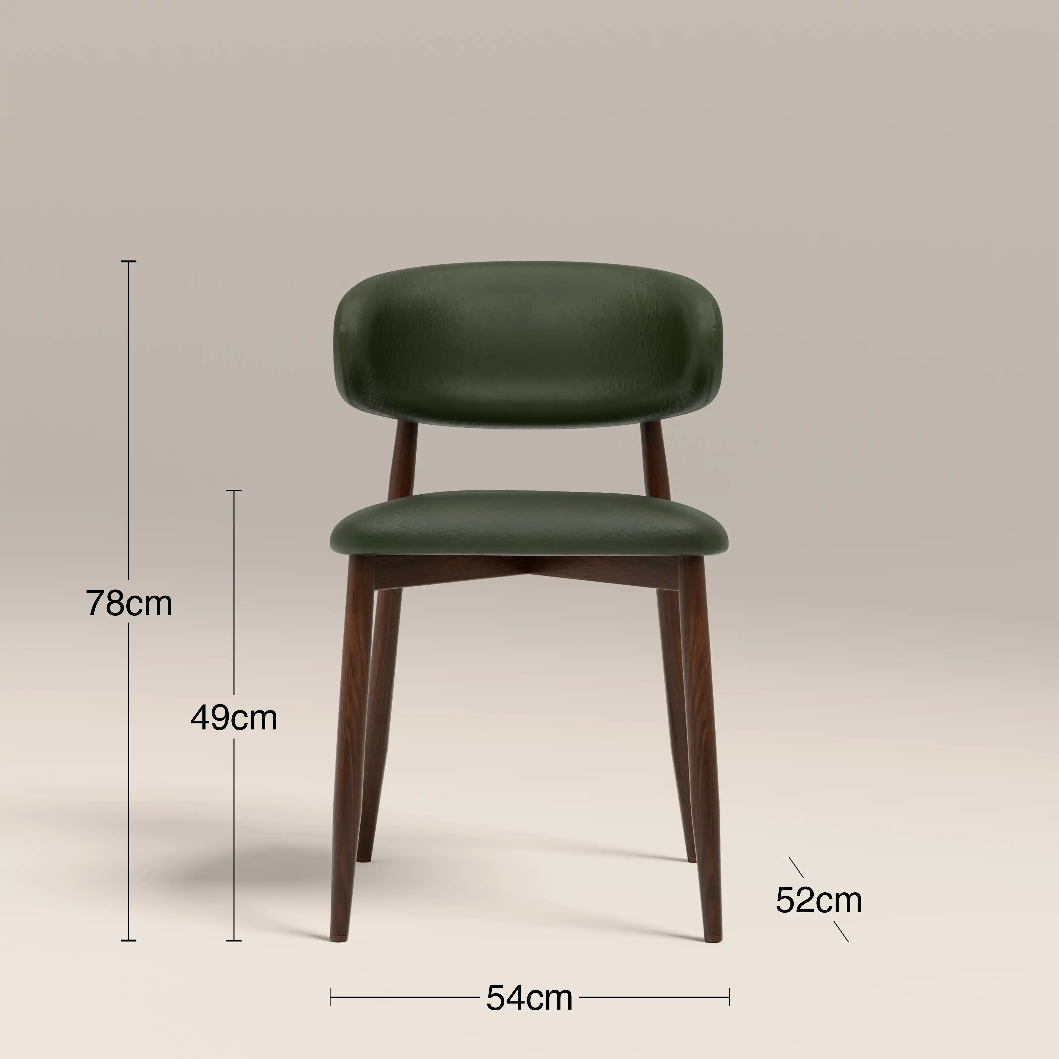 Halston Dining Chair | Vintage Green Faux Leather & Walnut - Image 7