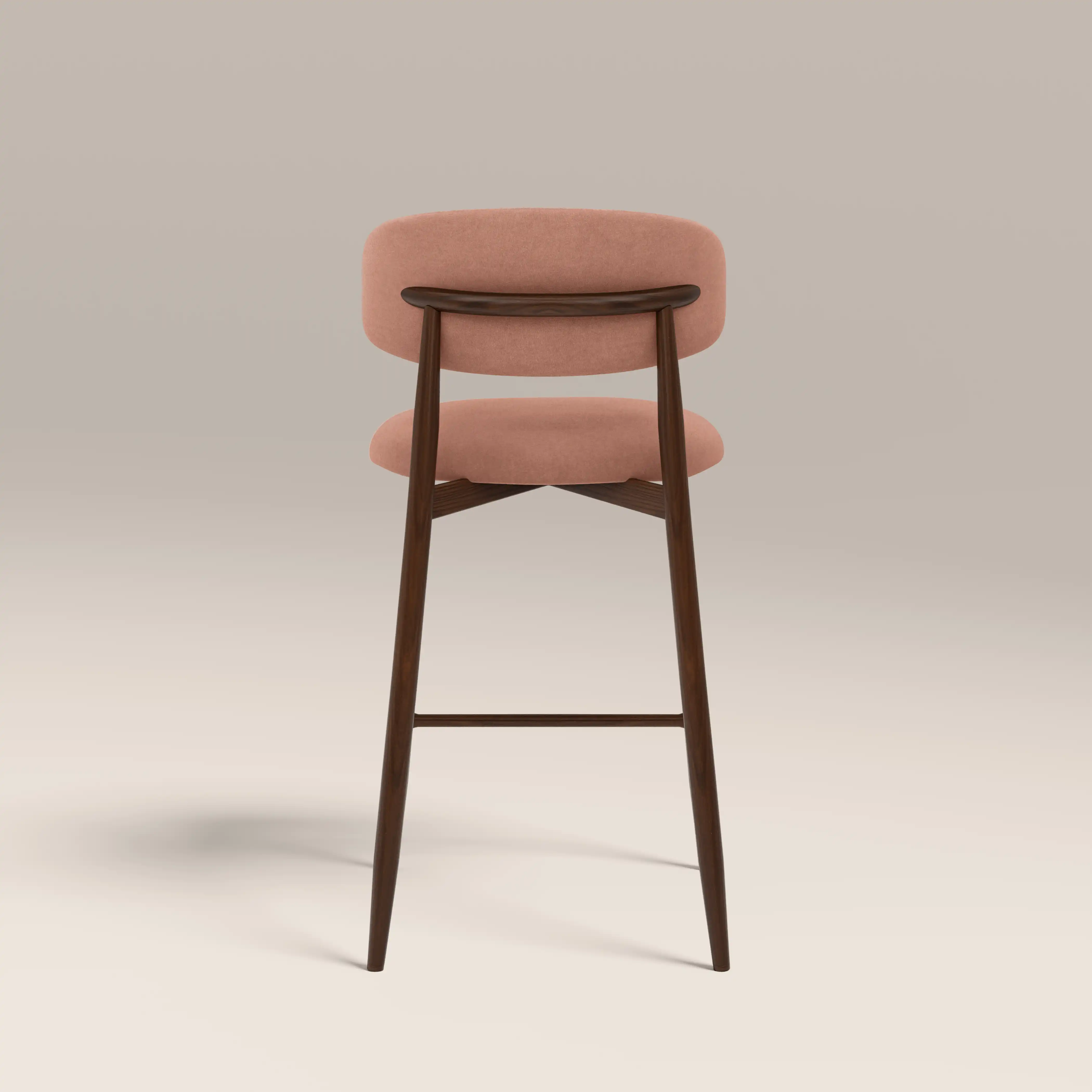 Halston Kitchen Stool | Blush Pink Sustainable Velvet & Walnut - Image 6
