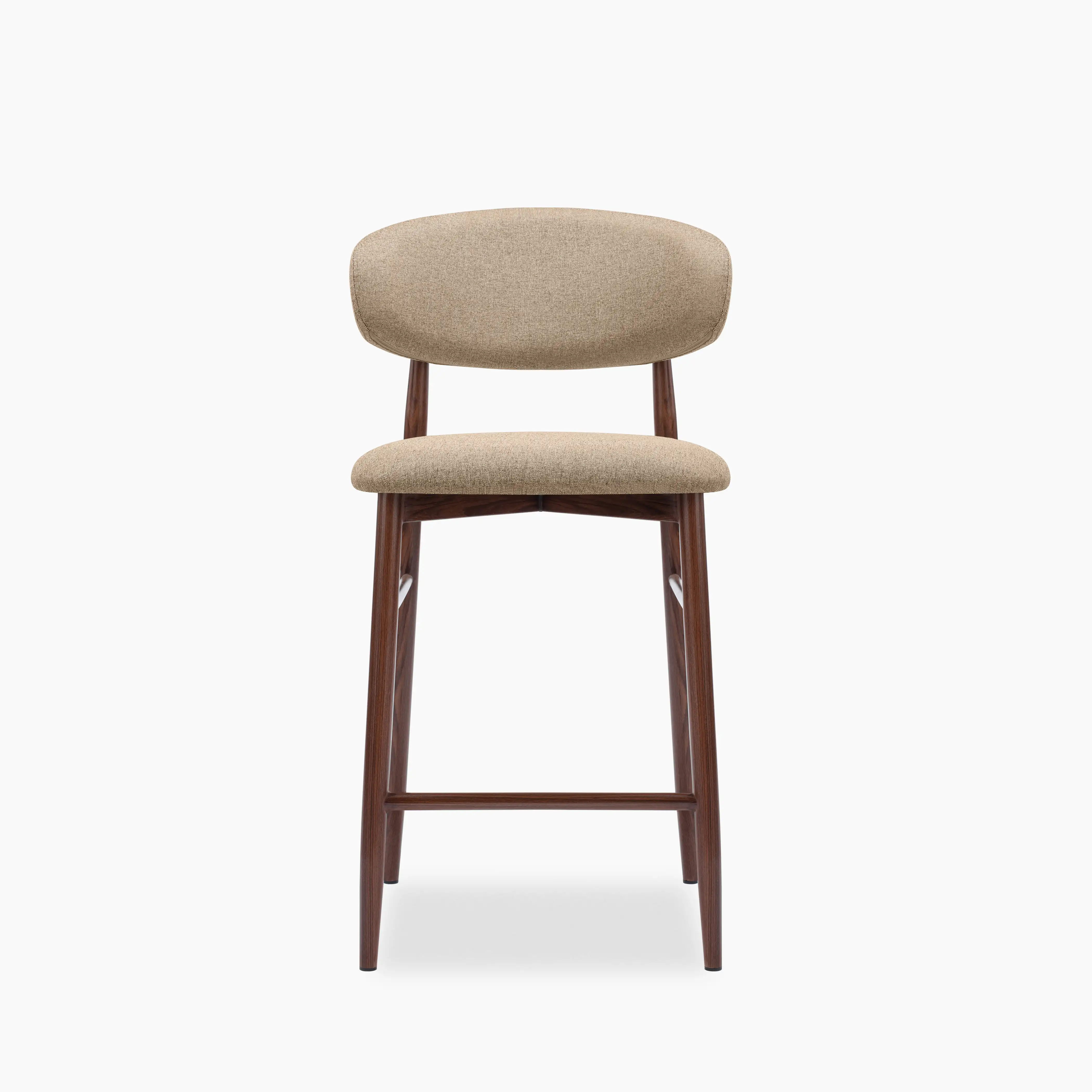 Halston Kitchen Stool | Latte Sustainable Fabric & Walnut - Image 2