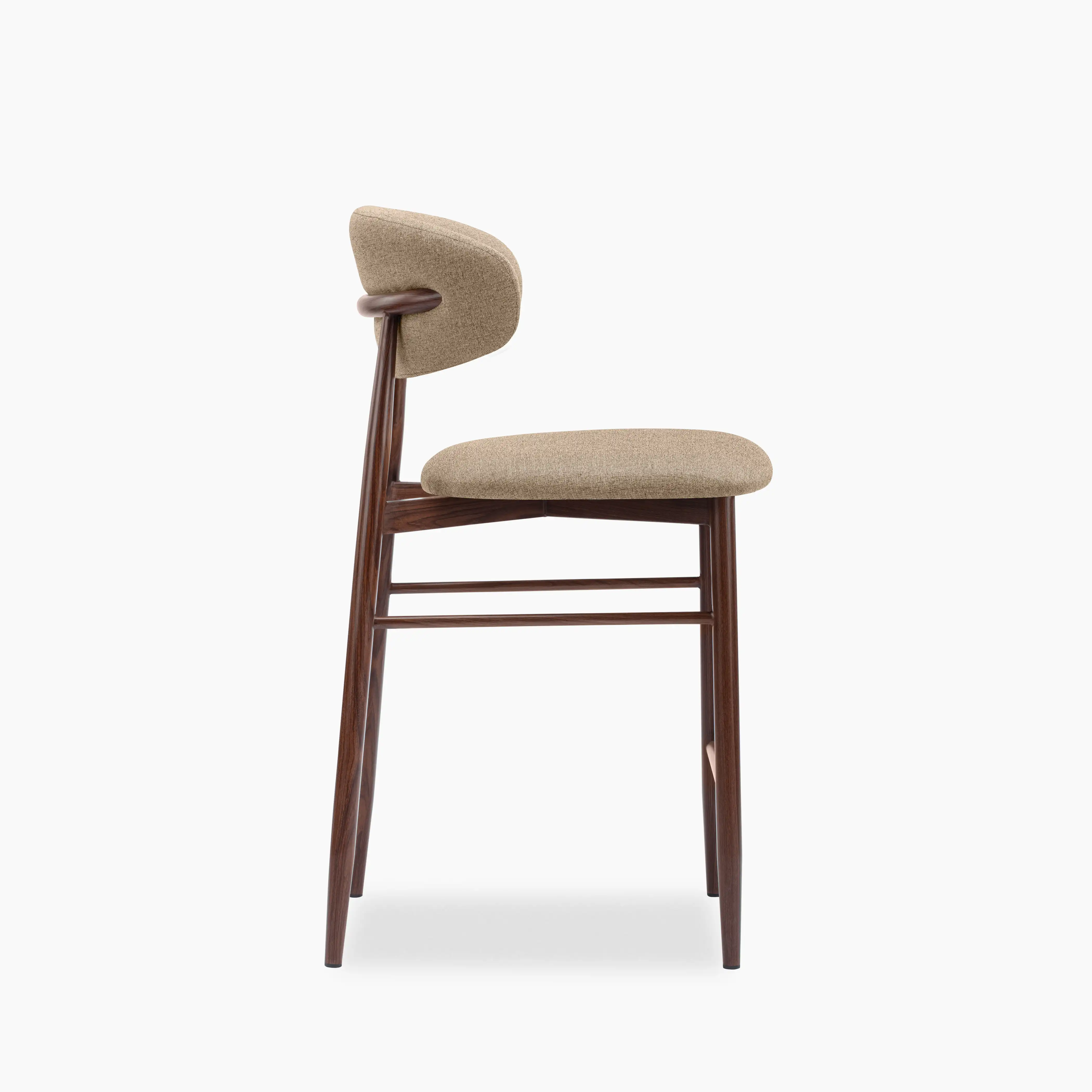 Halston Kitchen Stool | Latte Sustainable Fabric & Walnut - Image 3