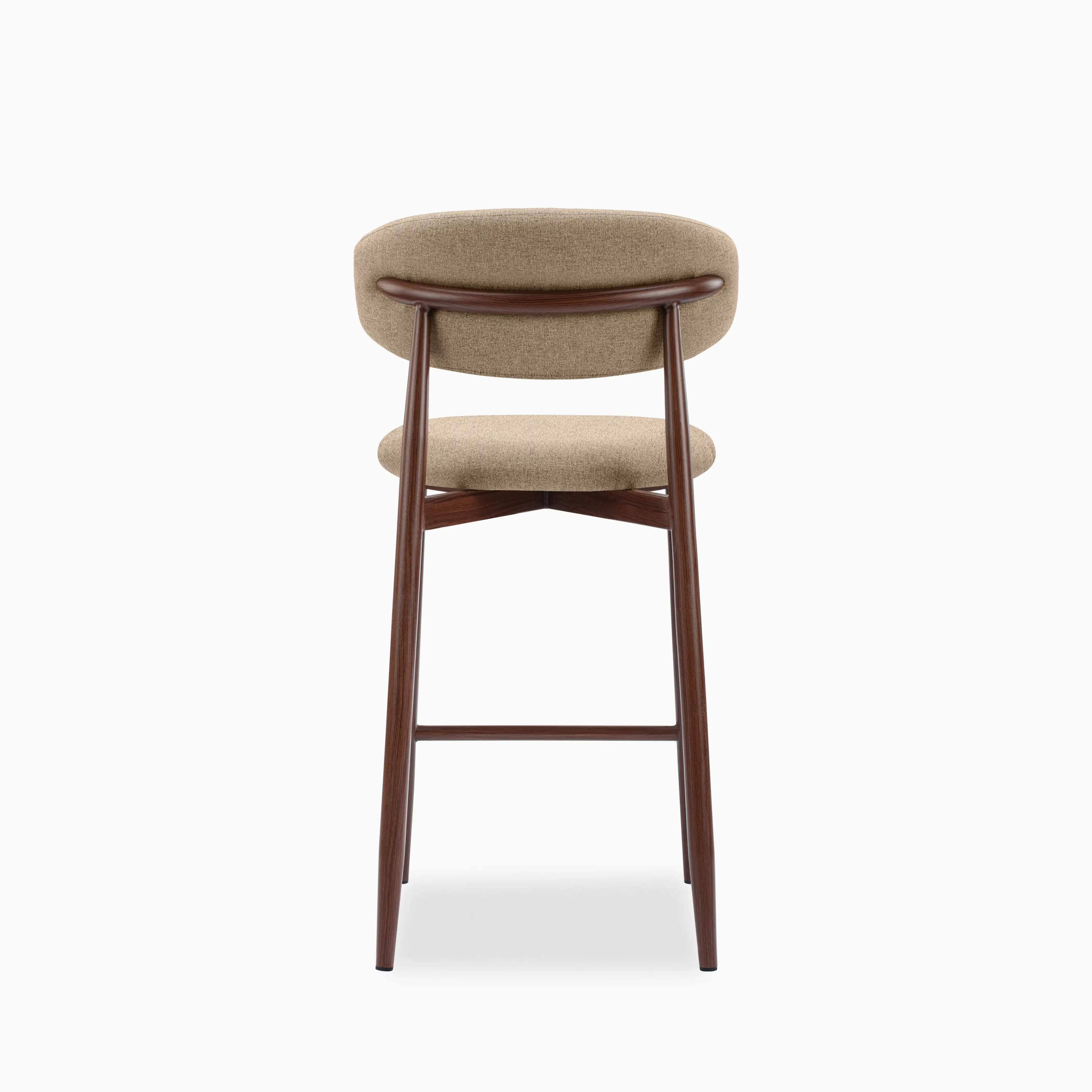 Halston Kitchen Stool | Latte Sustainable Fabric & Walnut - Image 4