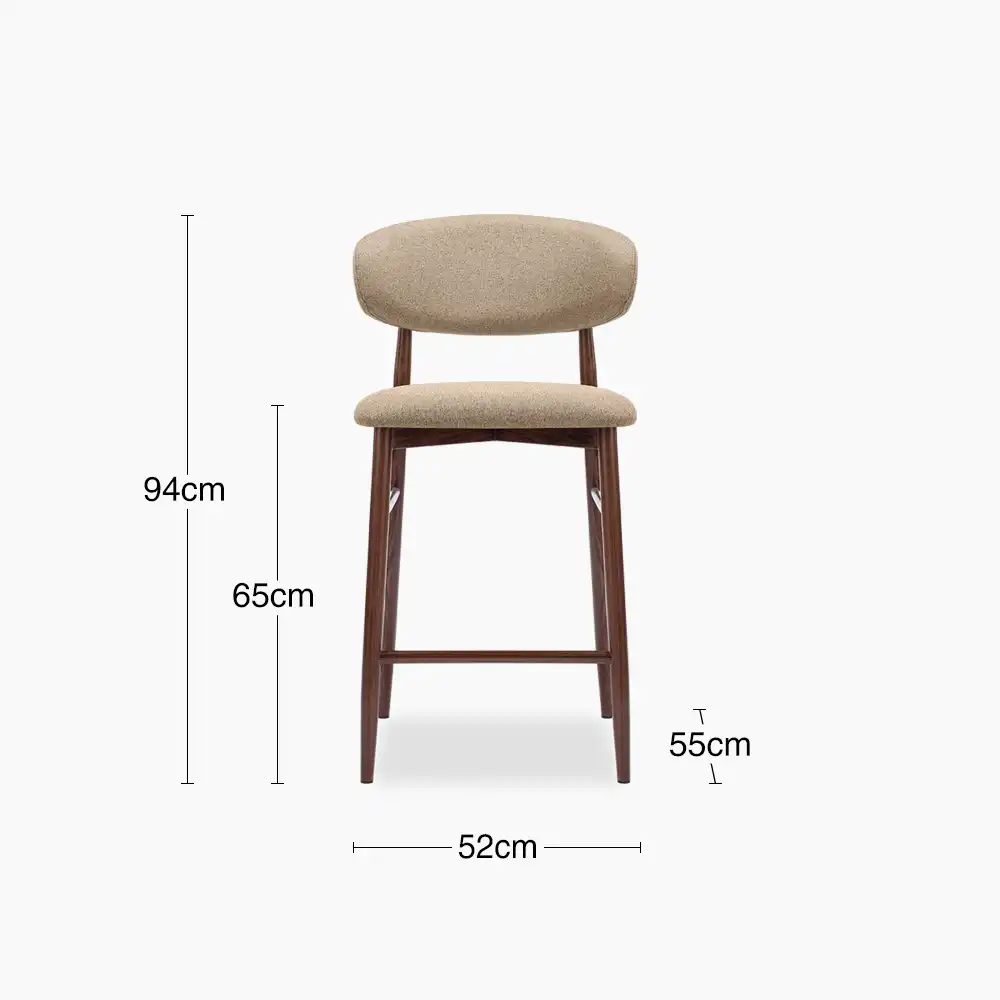Halston Kitchen Stool | Latte Sustainable Fabric & Walnut - Image 7