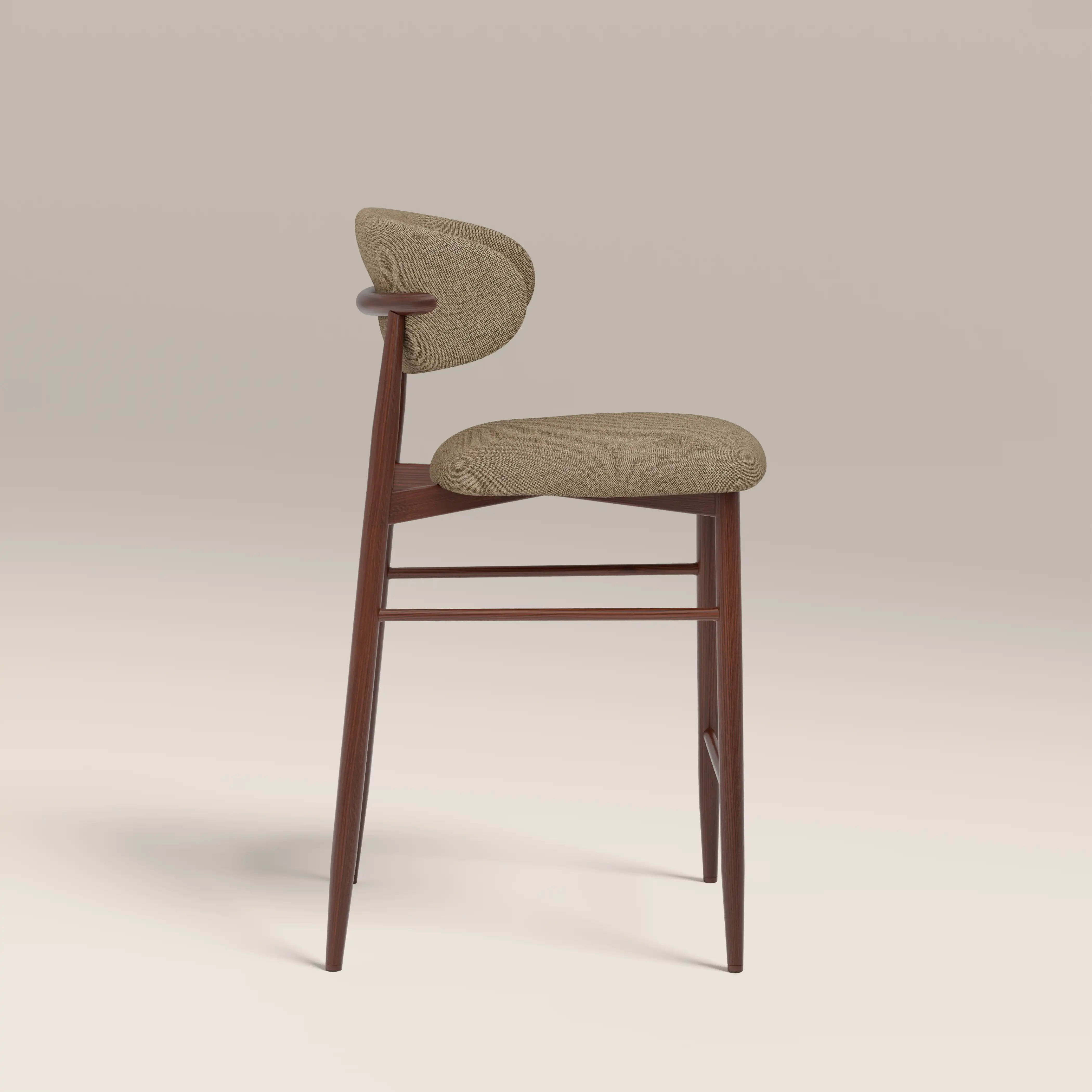 Halston Kitchen Stool | Latte Sustainable Fabric & Walnut - Image 4