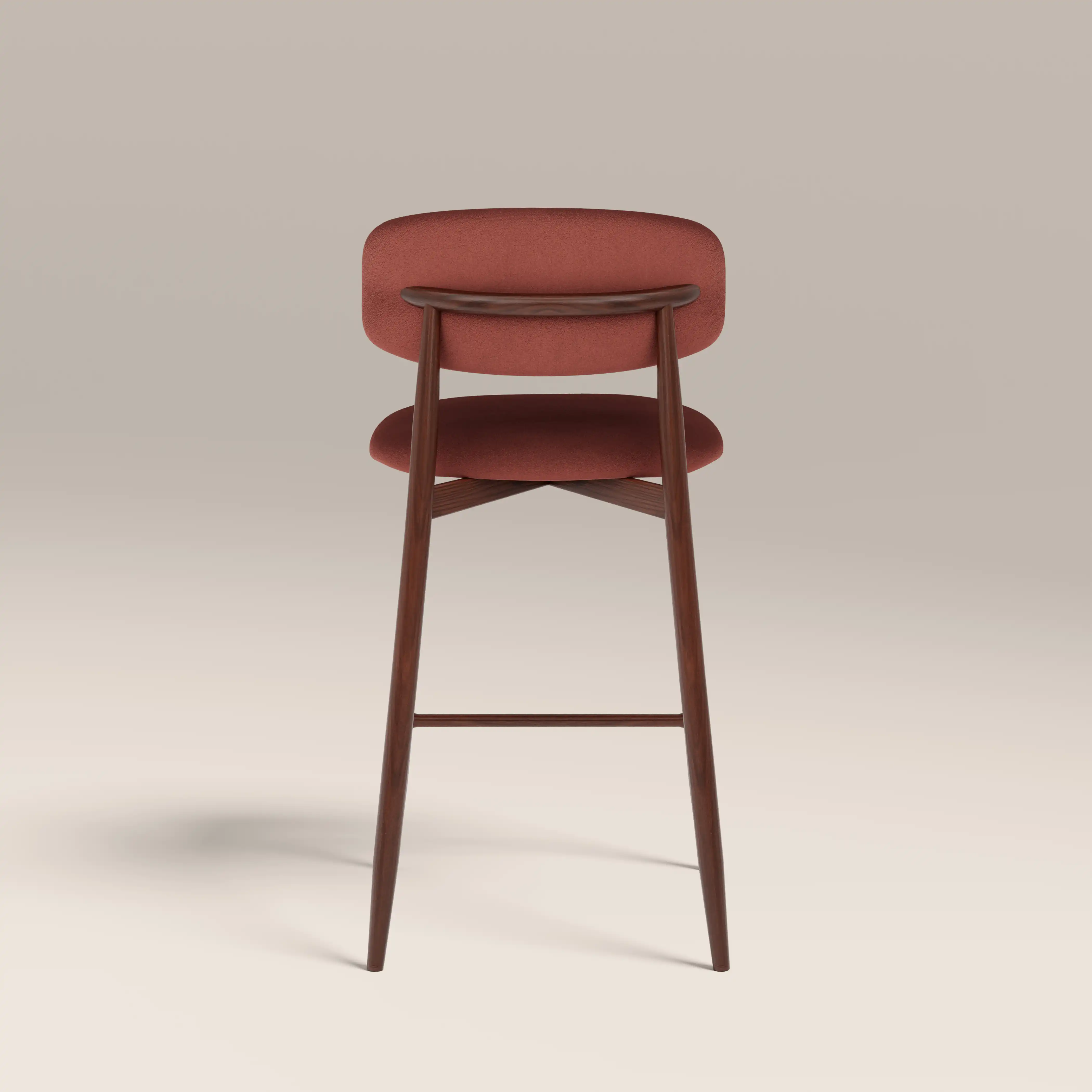 Halston Kitchen Stool | Rust Red Sustainable Velvet & Walnut - Image 6