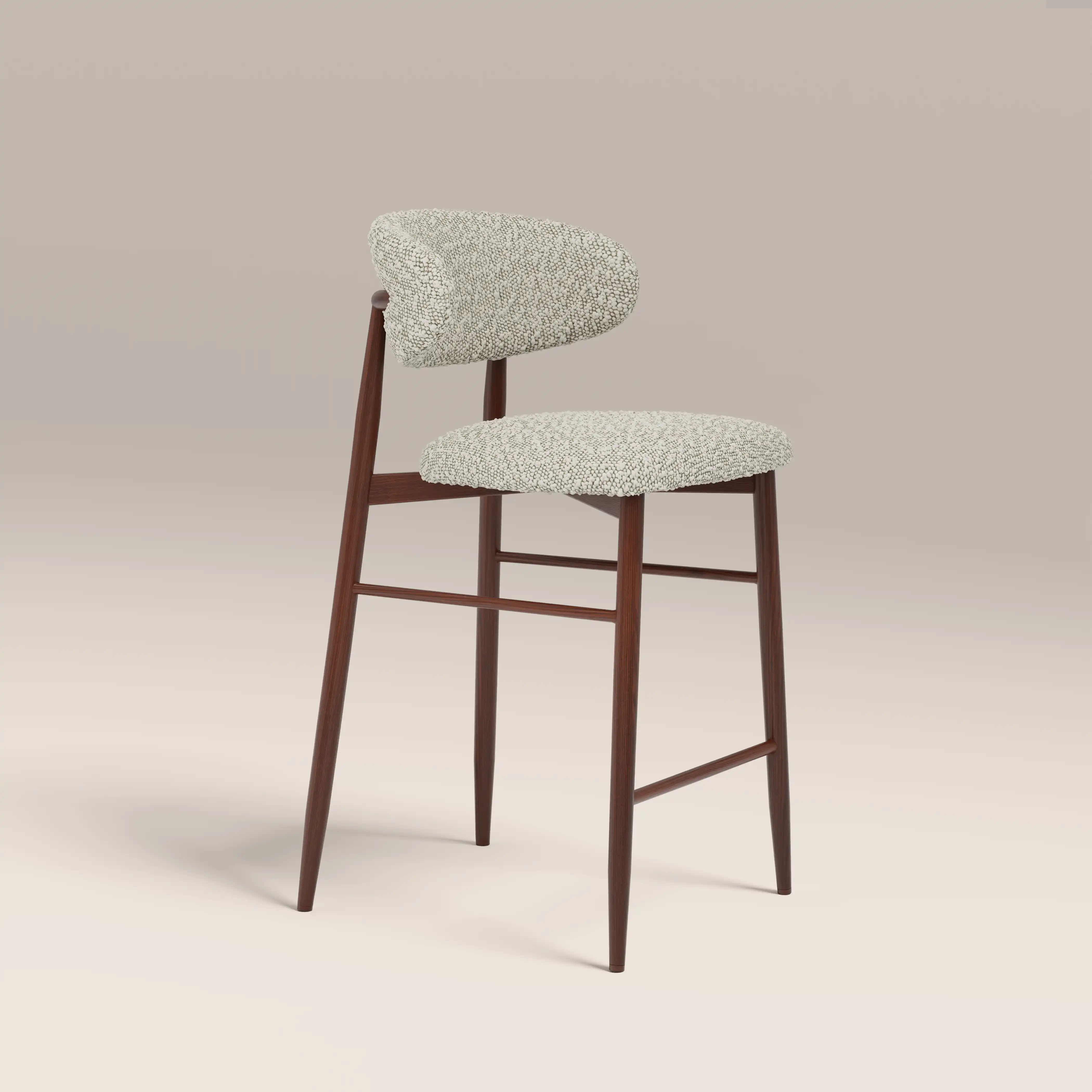 Halston Kitchen Stool | Speckled Stone Sustainable Boucle & Walnut - Image 4