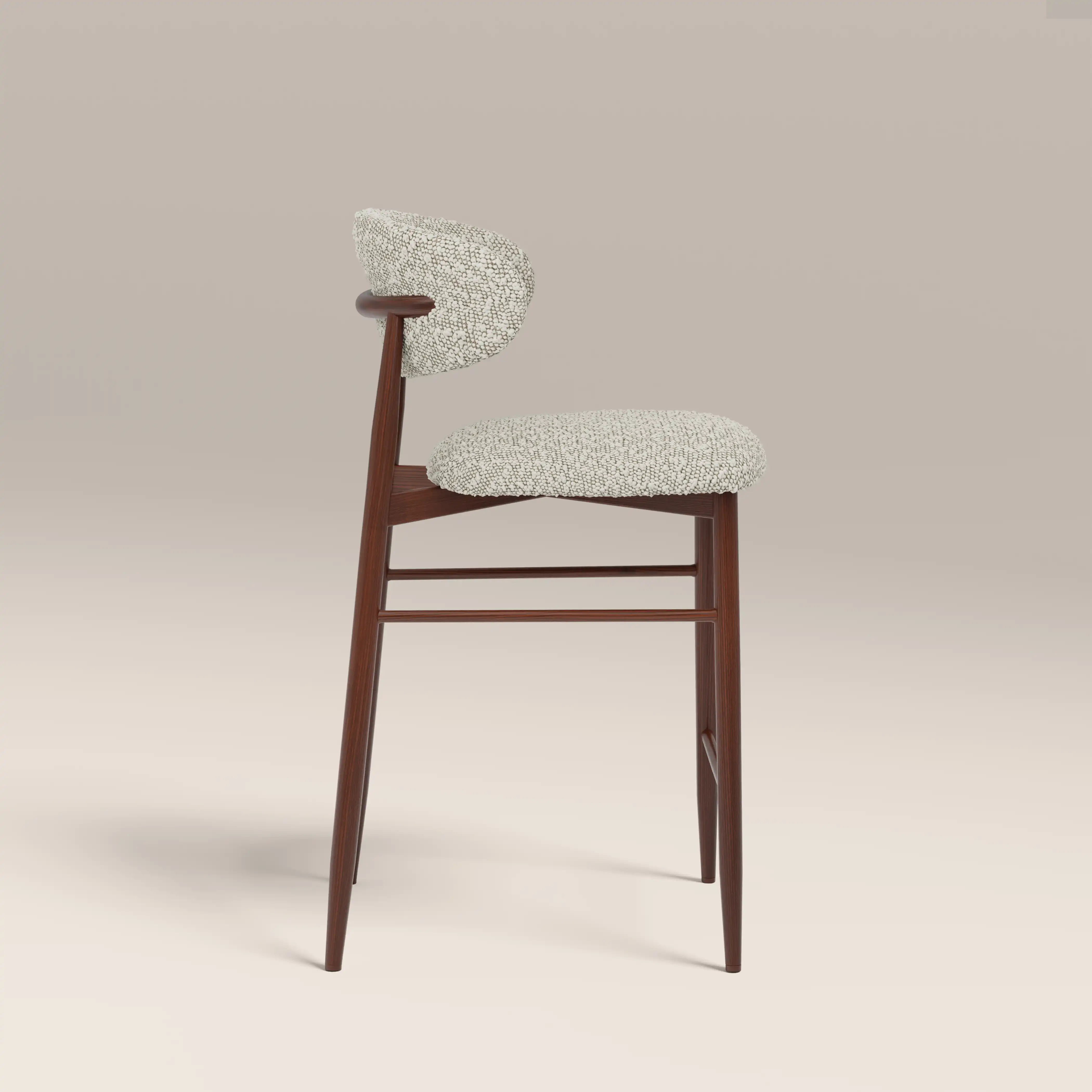 Halston Kitchen Stool | Speckled Stone Sustainable Boucle & Walnut - Image 5