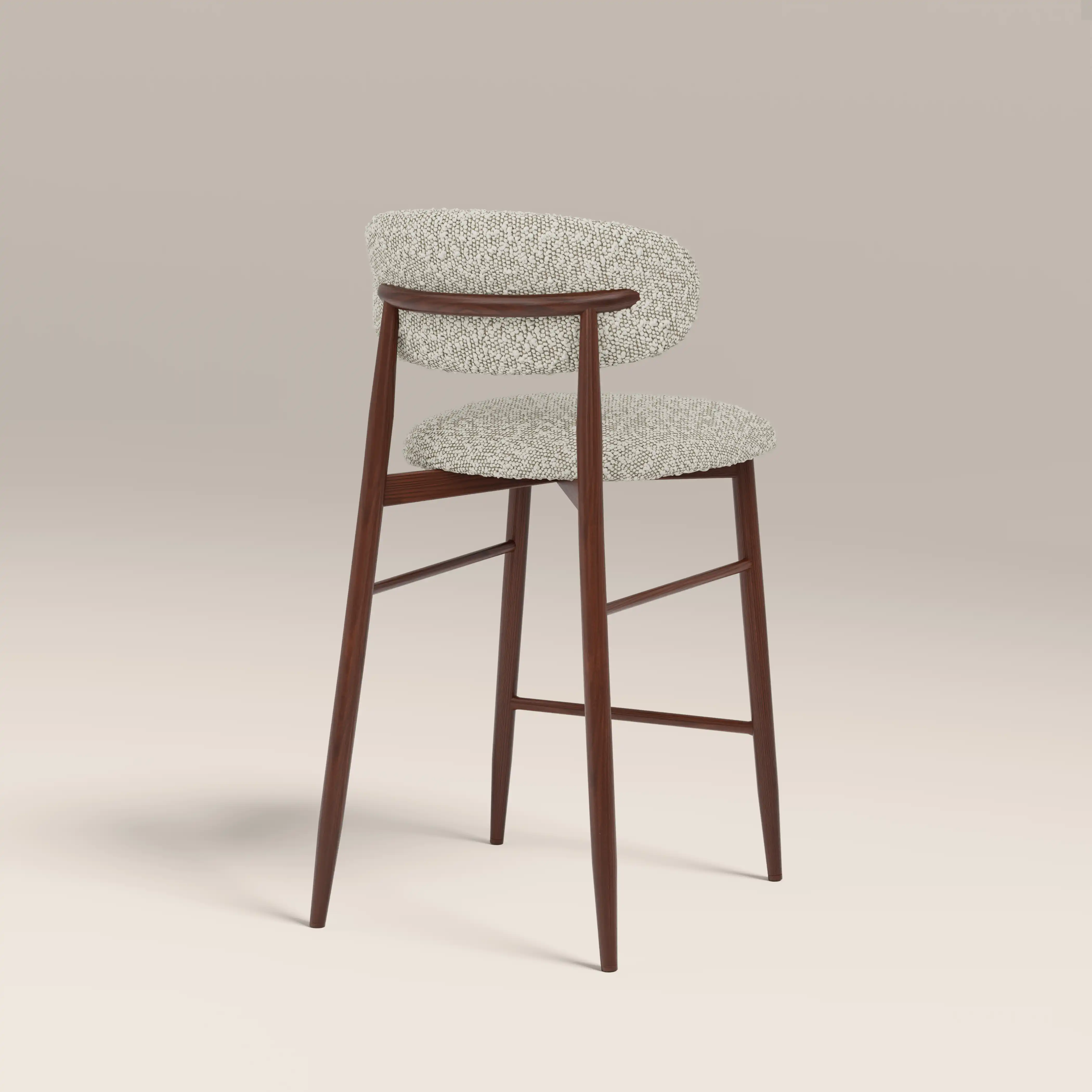 Halston Kitchen Stool | Speckled Stone Sustainable Boucle & Walnut - Image 6