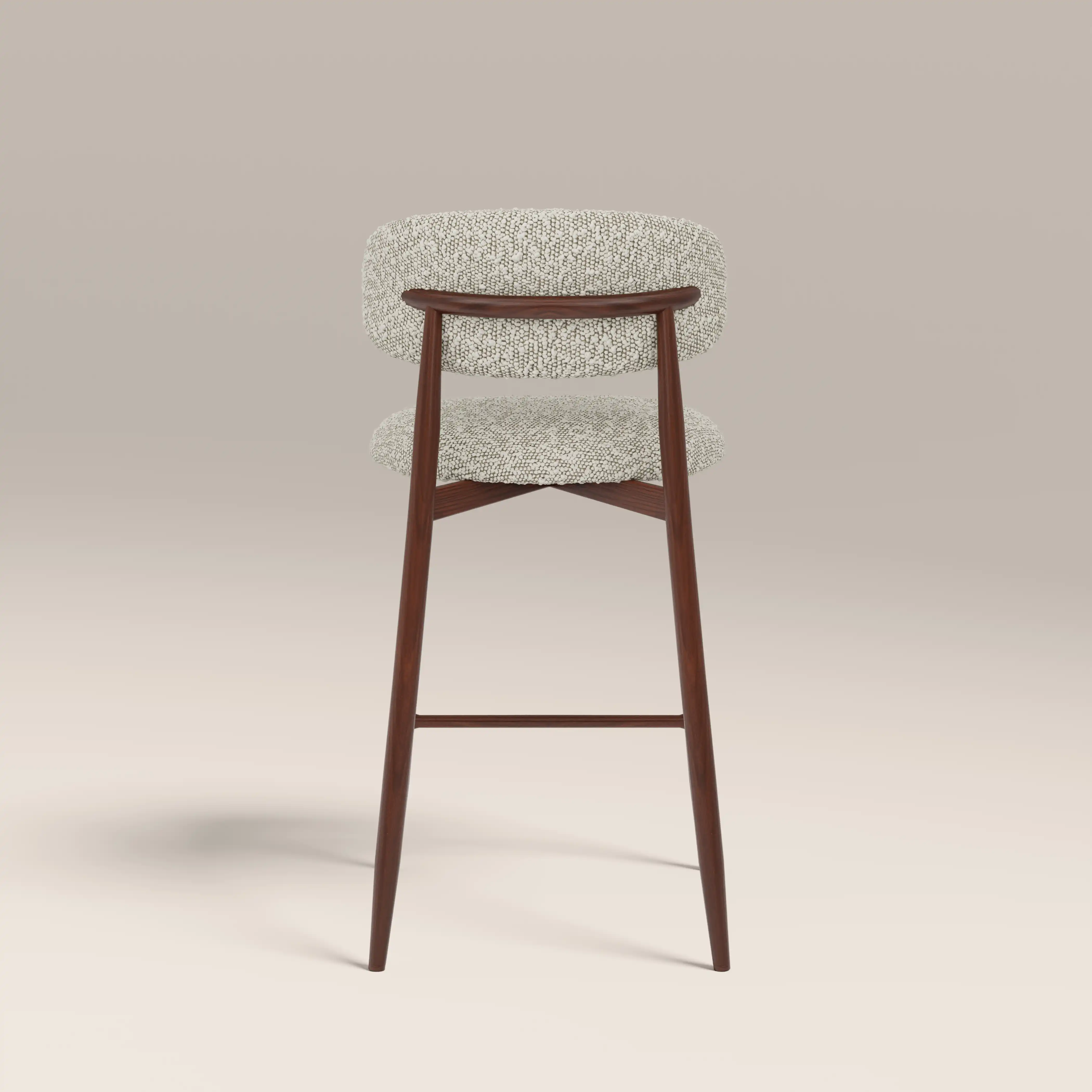 Halston Kitchen Stool | Speckled Stone Sustainable Boucle & Walnut - Image 7