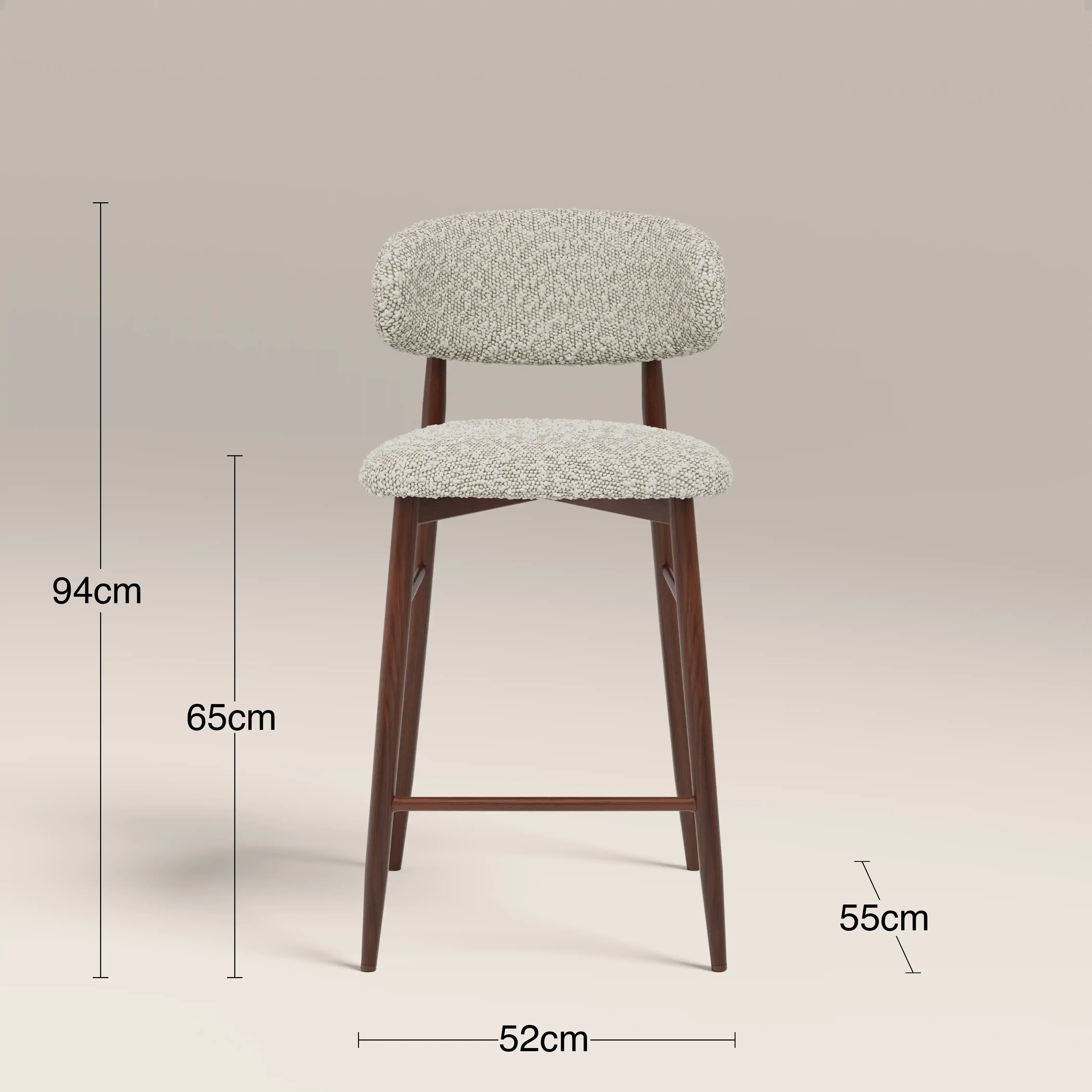 Halston Kitchen Stool | Speckled Stone Sustainable Boucle & Walnut - Image 8