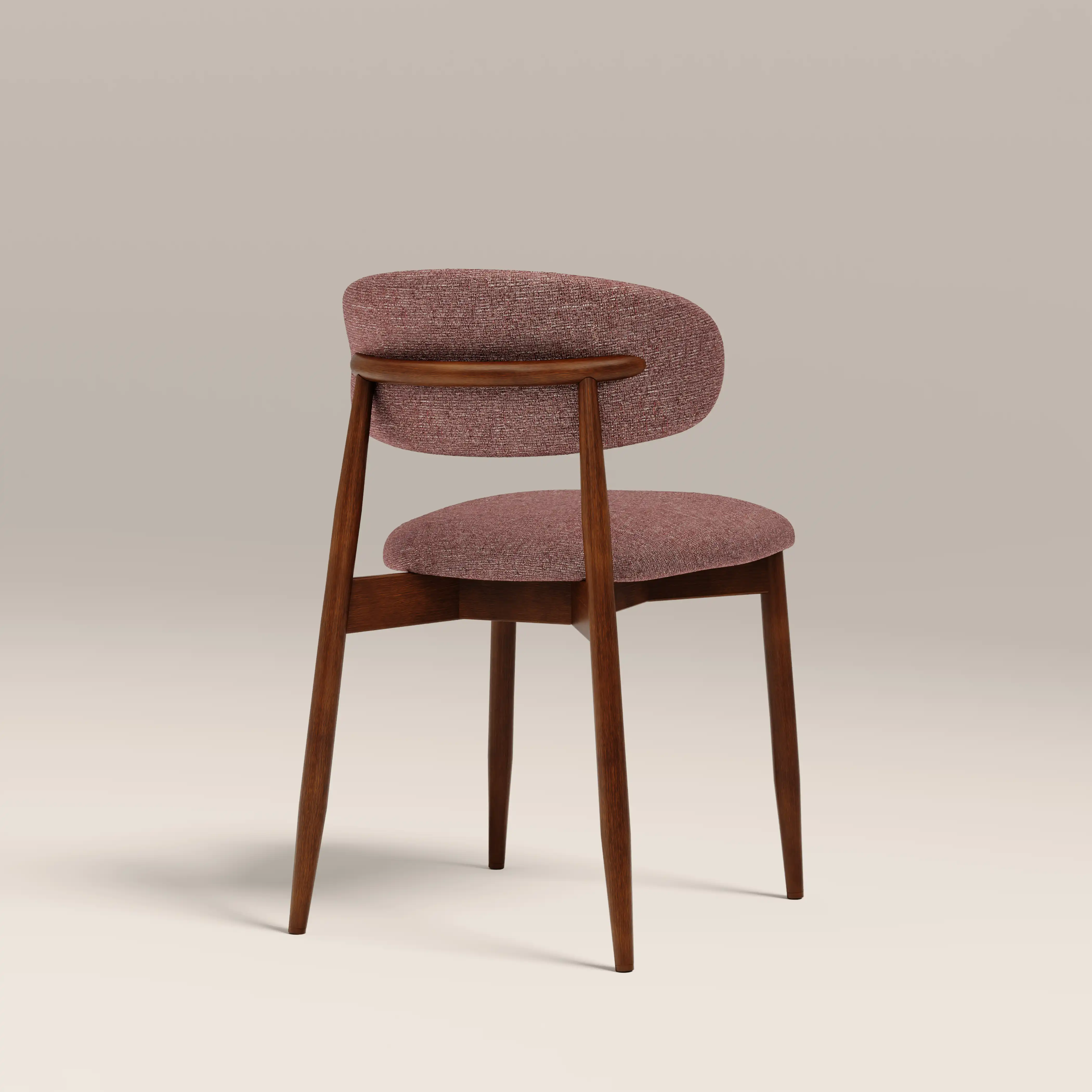 Halston Wooden Dining Chair | Speckled Berry Red Boucle & Walnut - Image 6