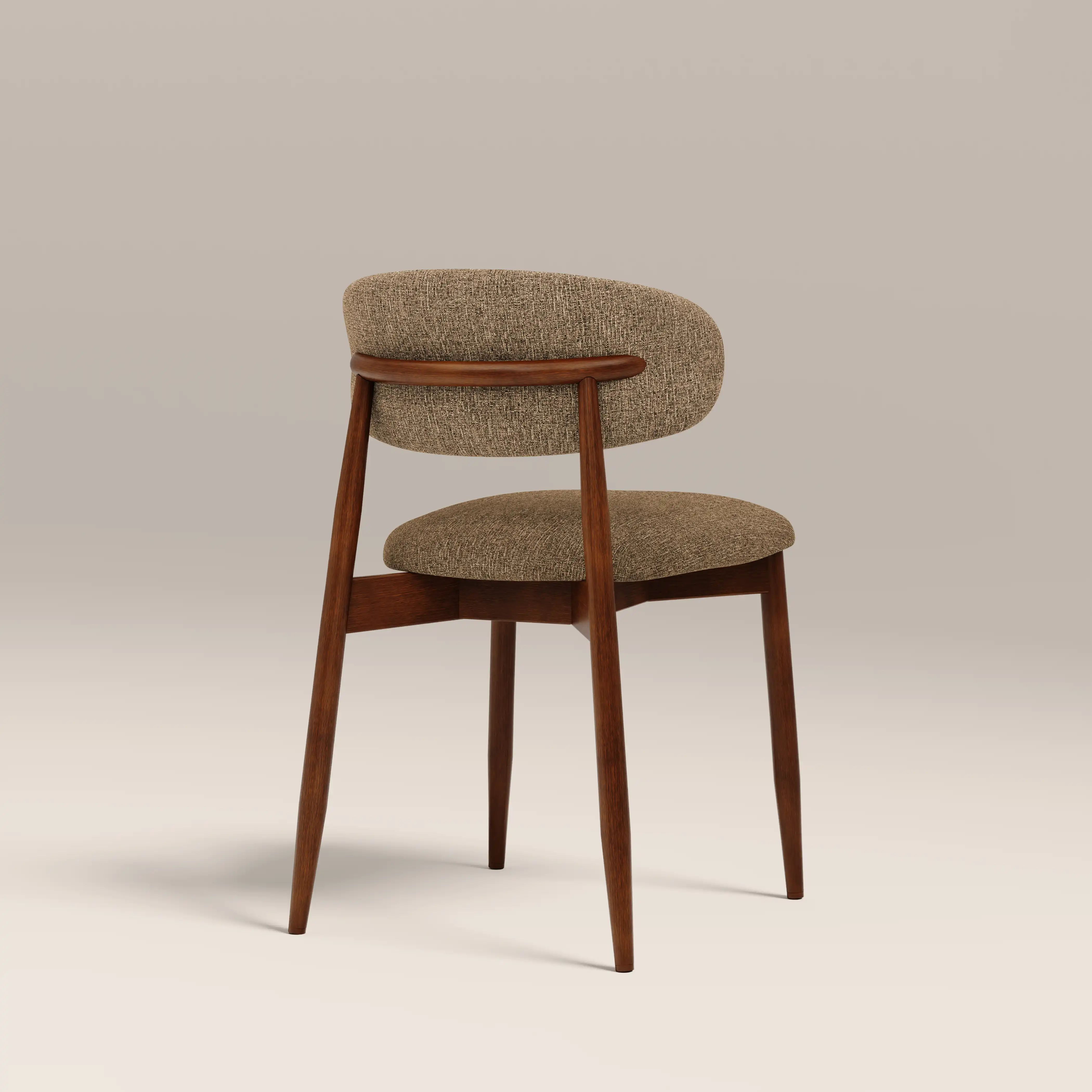 Halston Wooden Dining Chair | Speckled Cappuccino Boucle & Walnut - Image 5