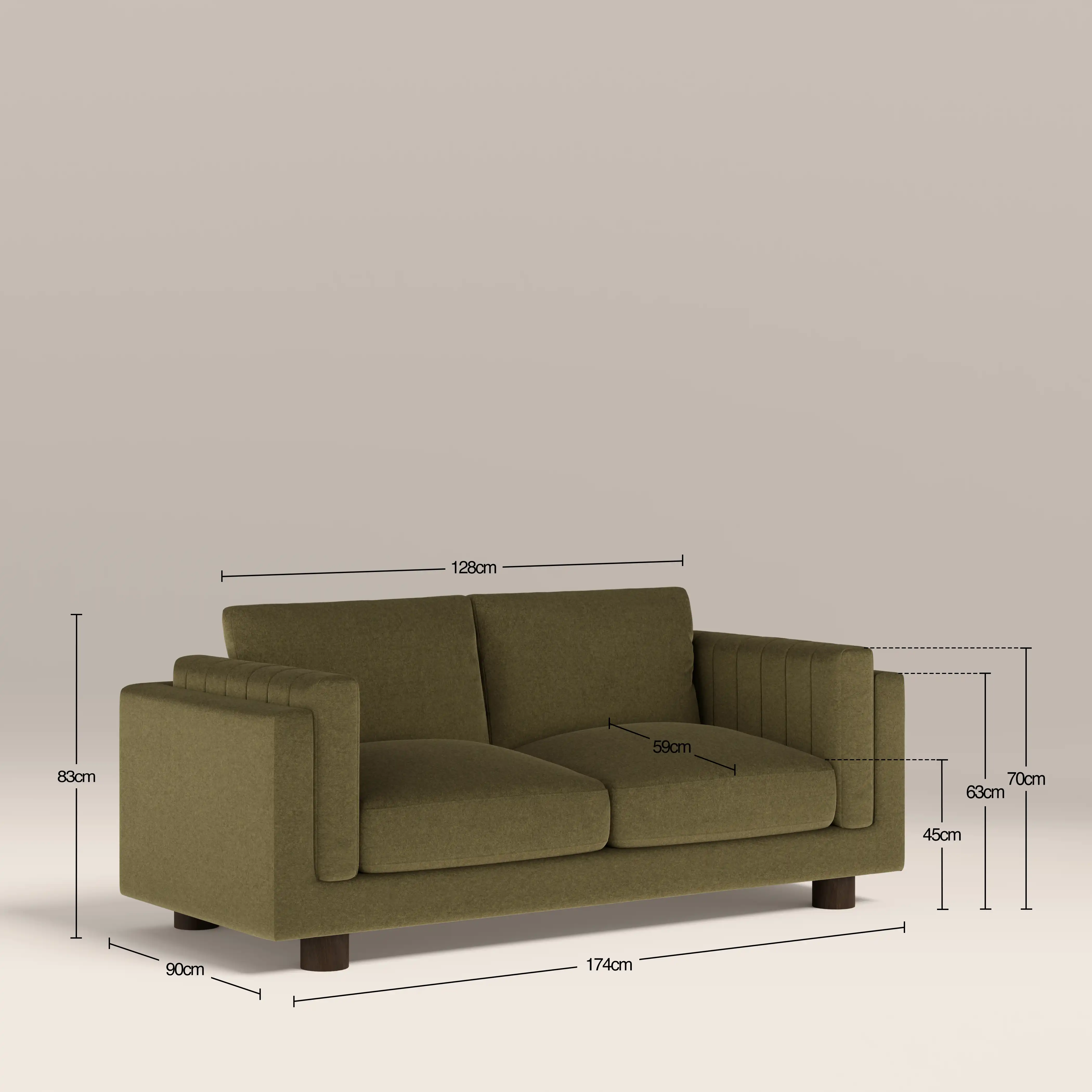 Halton 2 Seater Sofa | Moss Green Sustainable Mohair Velvet - Image 9