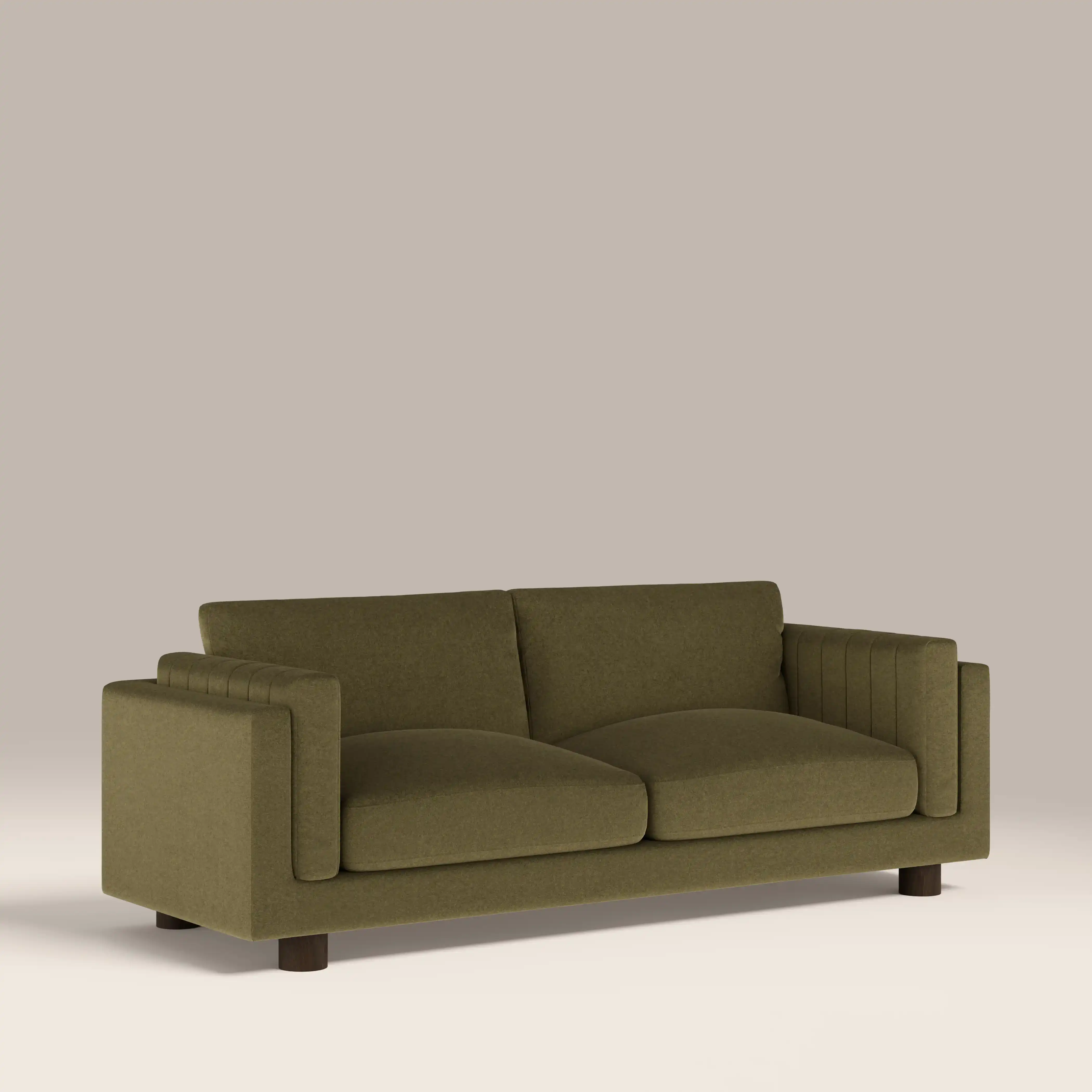 Halton 3 Seater Sofa | Moss Green Sustainable Mohair Velvet - Image 4