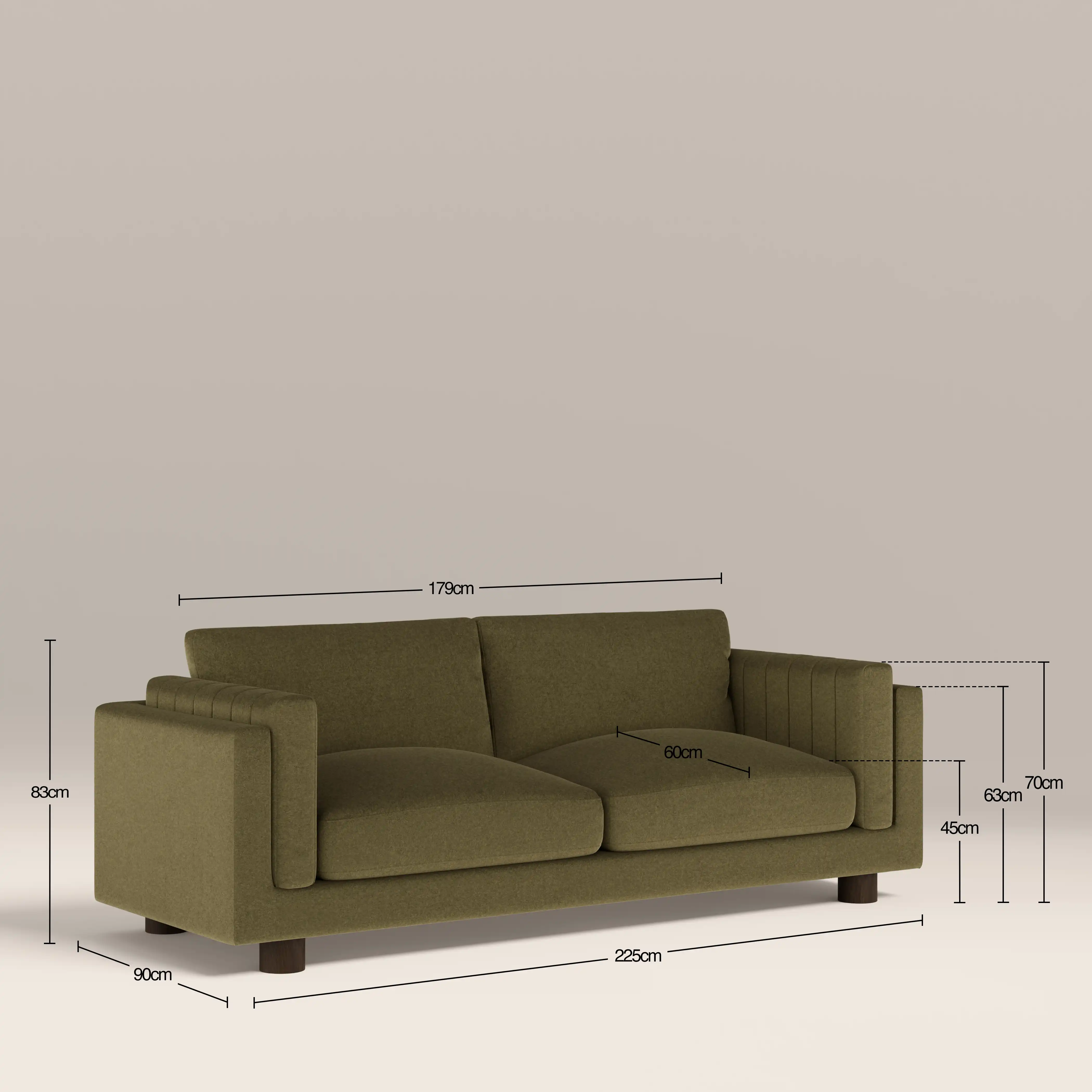 Halton 3 Seater Sofa | Moss Green Sustainable Mohair Velvet - Image 8