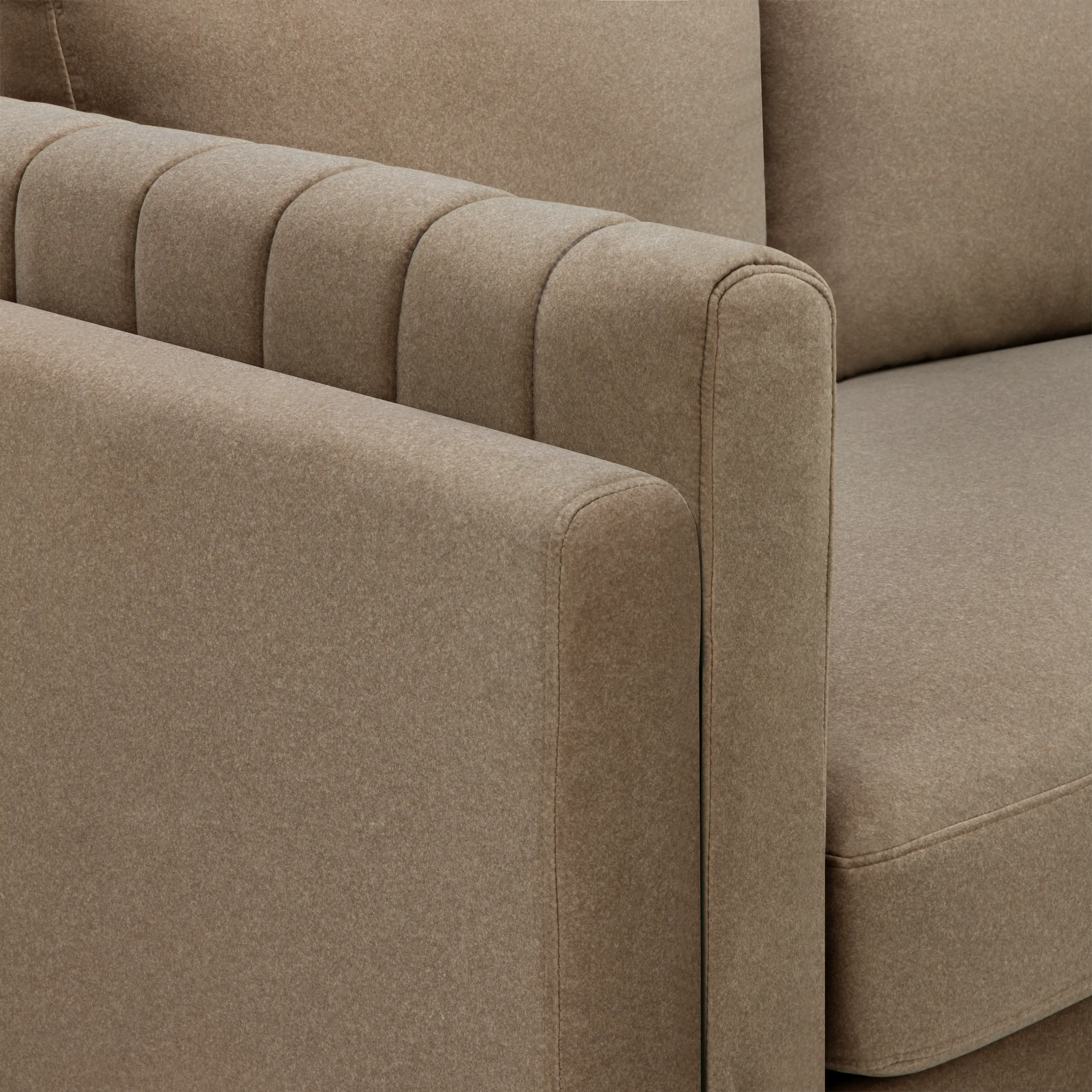 Halton Left Hand Chaise Sofa | Truffle Brown Sustainable Mohair Velvet - Image 7