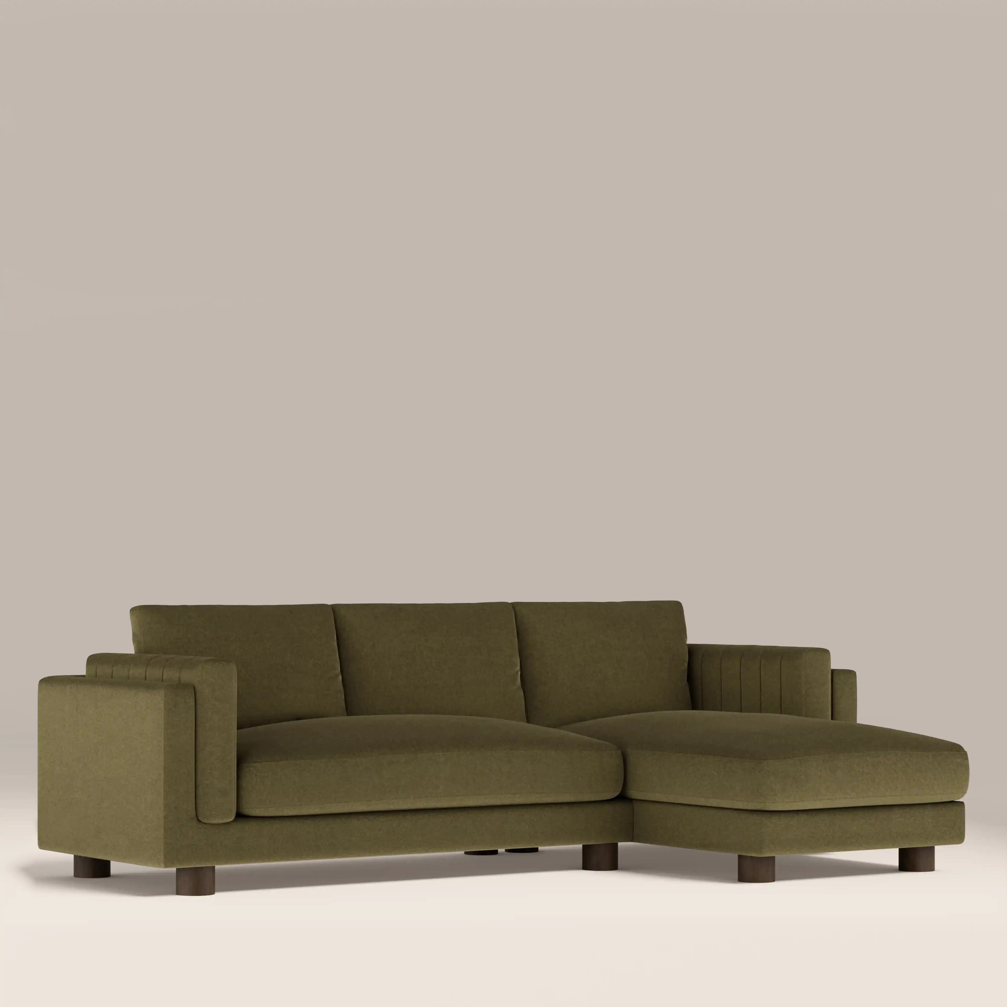 Halton Right Hand Chaise Sofa | Moss Green Sustainable Mohair Velvet - Image 4