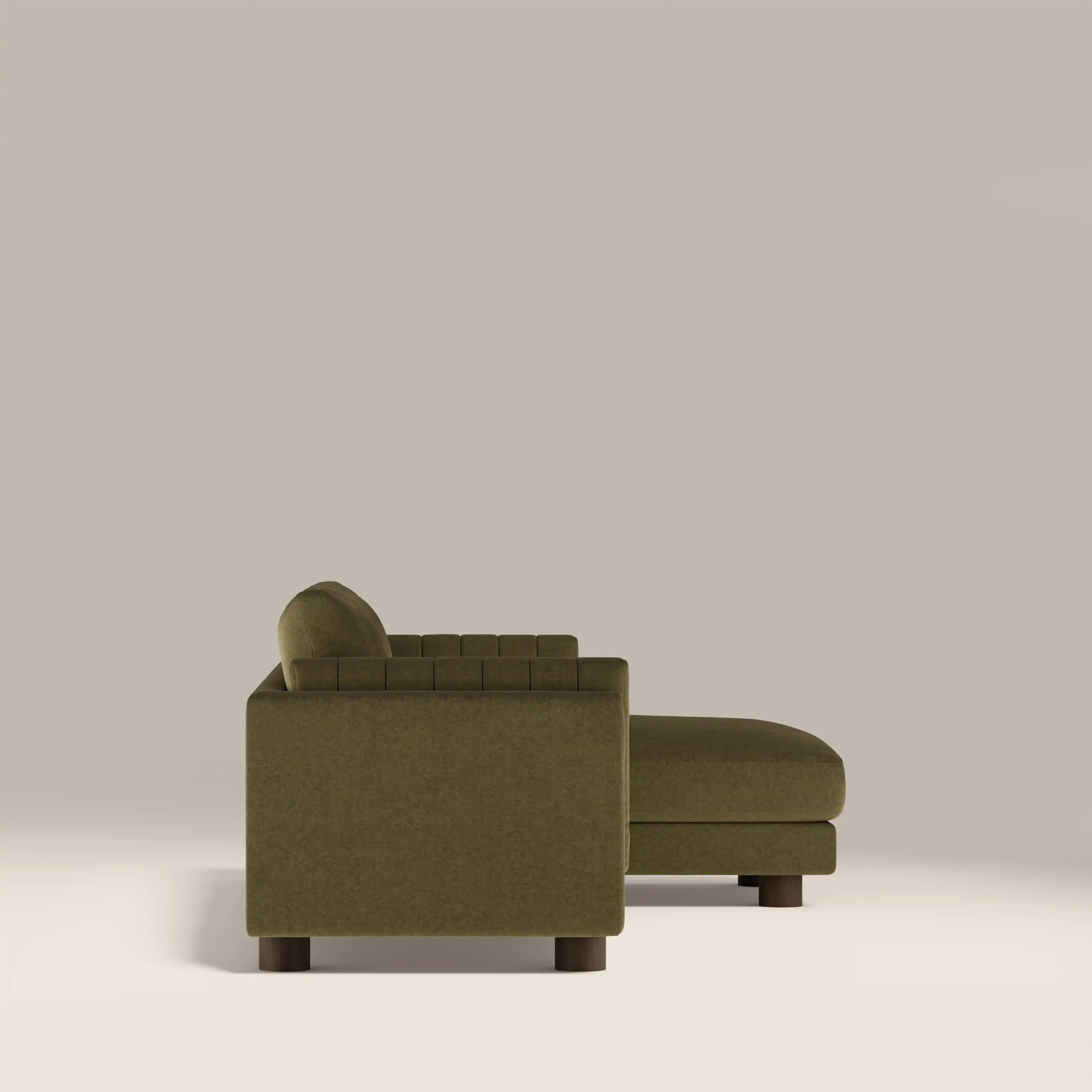 Halton Right Hand Chaise Sofa | Moss Green Sustainable Mohair Velvet - Image 6