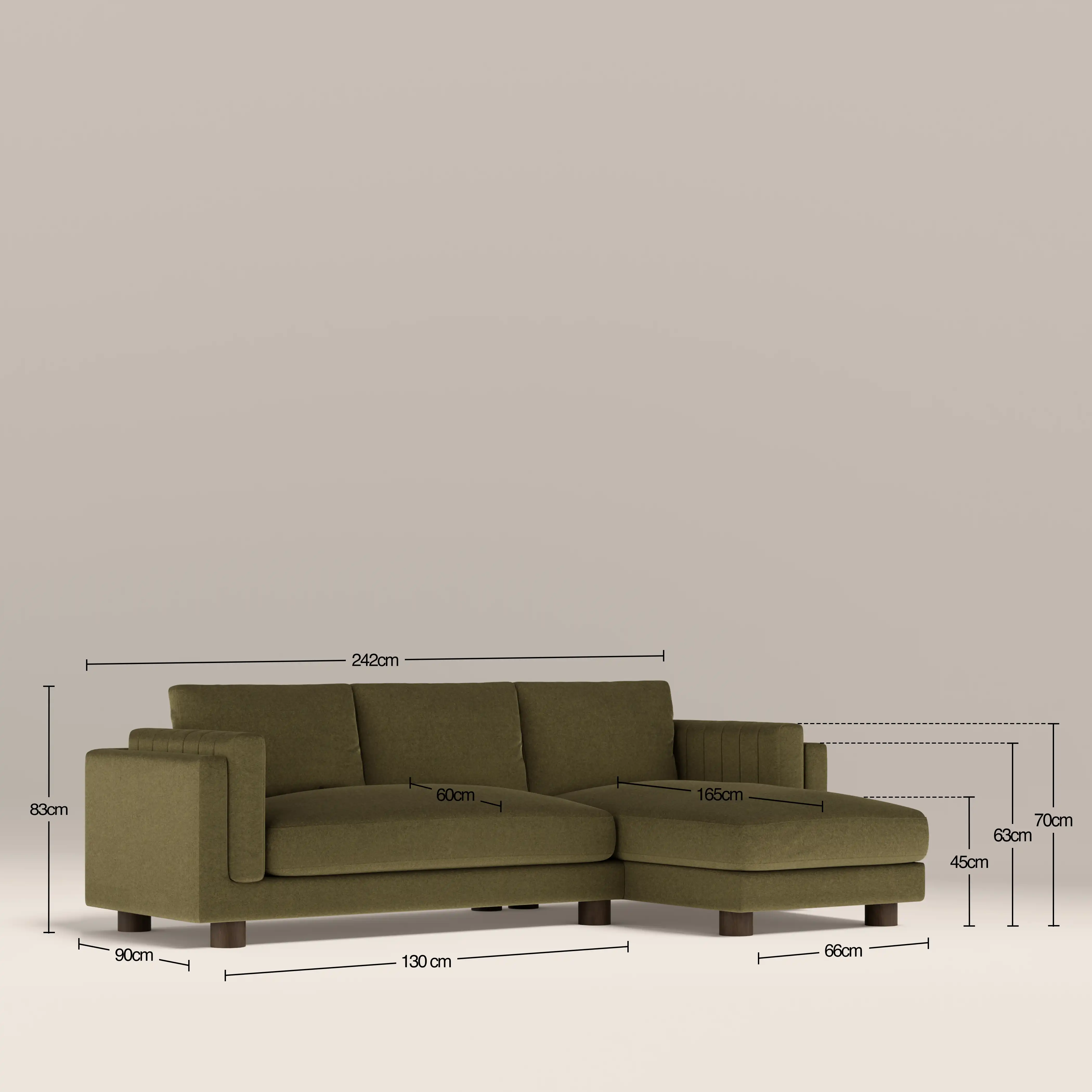 Halton Right Hand Chaise Sofa | Moss Green Sustainable Mohair Velvet - Image 9