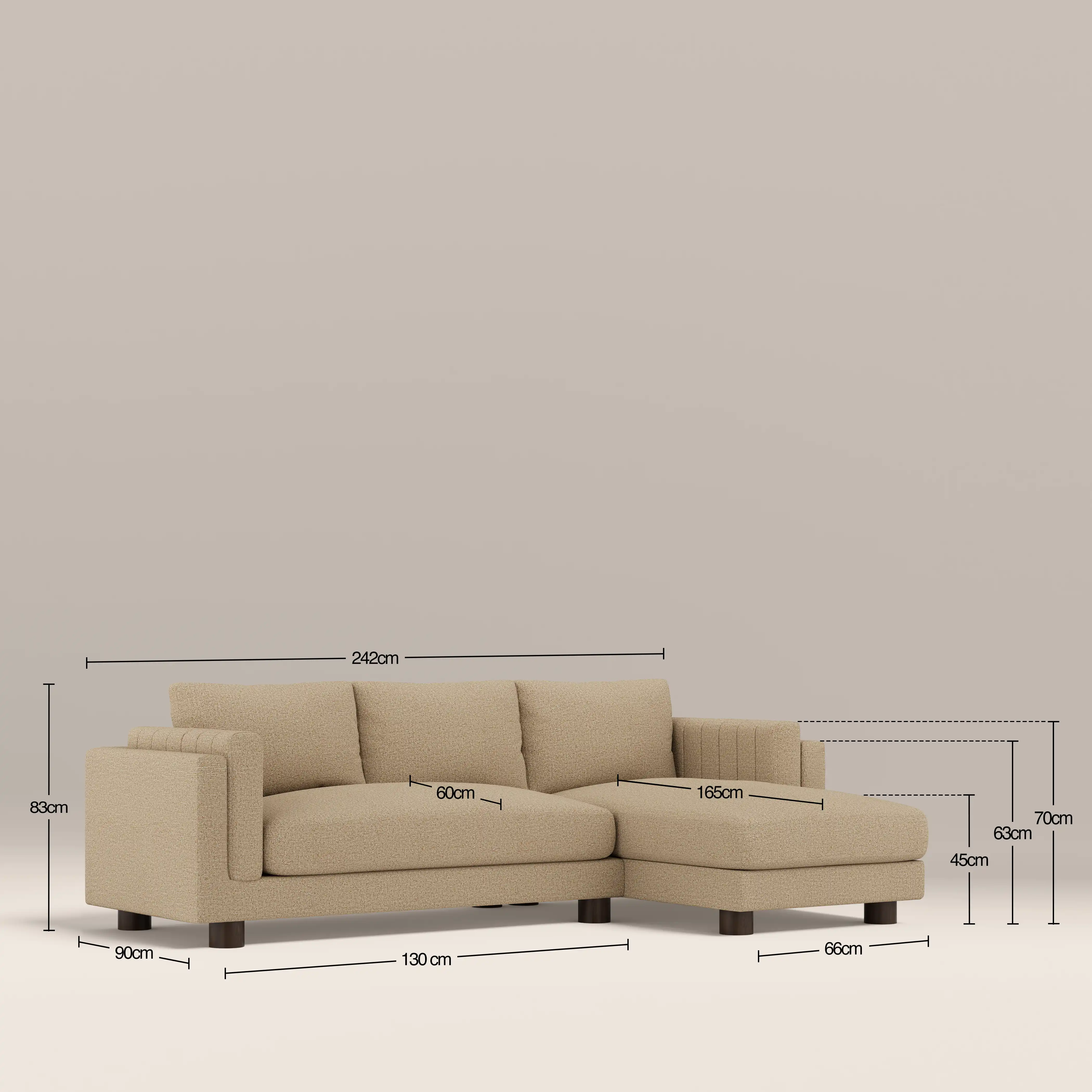 Halton Right Hand Chaise Sofa | Speckled Latte Boucle - Image 7